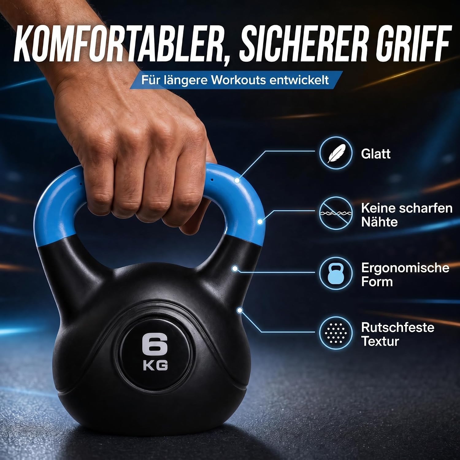 Kettlebell Kugelhantel Deluxe 2-20 kg – Bodenschonendes Krafttraining