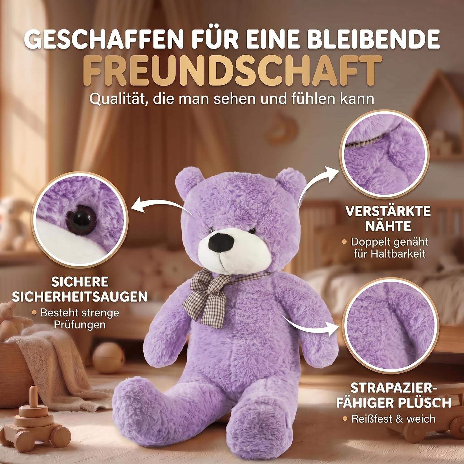 Riesen Teddybär 120 cm XXL – Kuscheliger Plüschbär Hellbraun