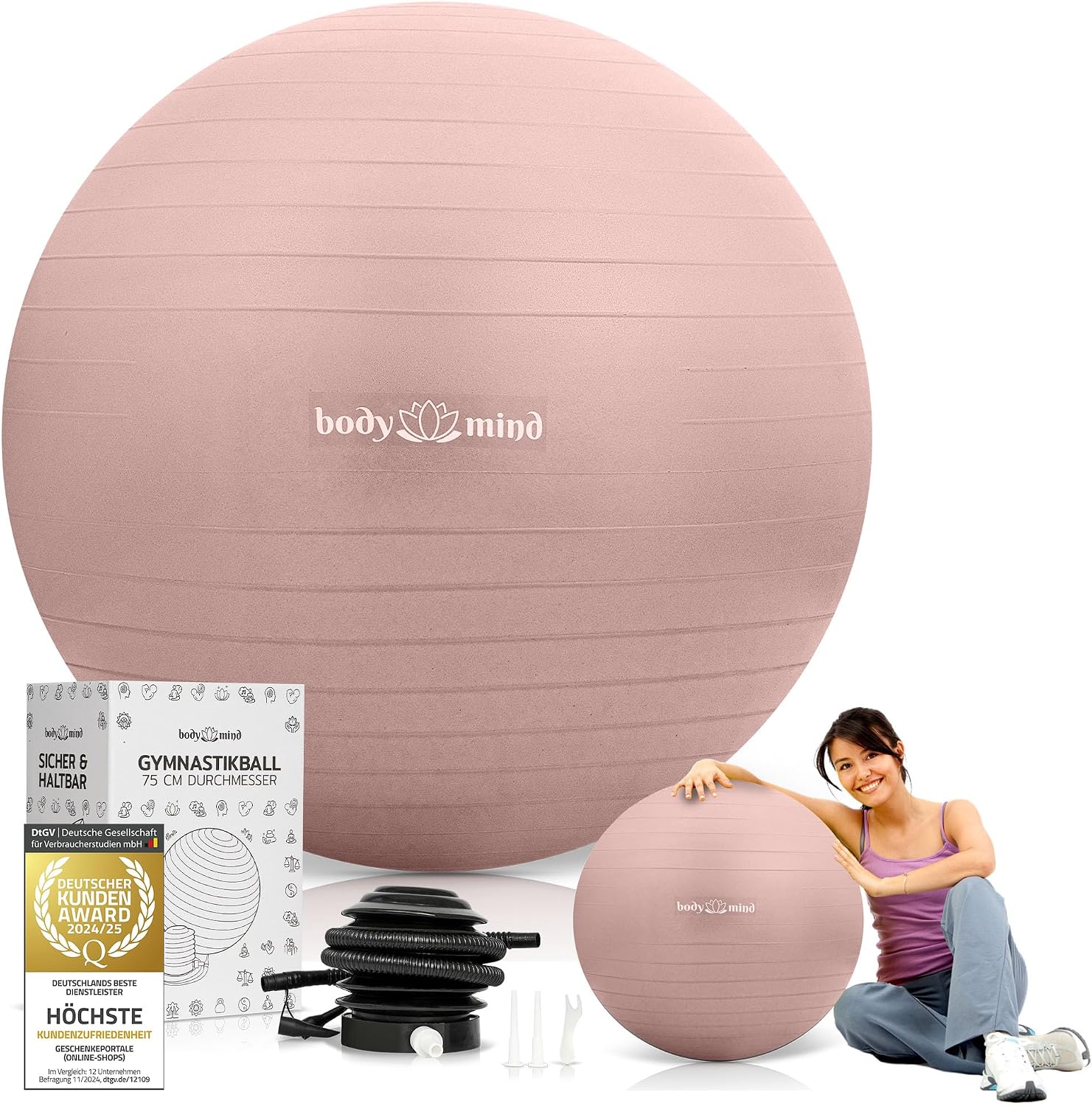 Body & Mind Gymnastikball mit Pumpe - Anti-Burst Pilates & Sitzball
