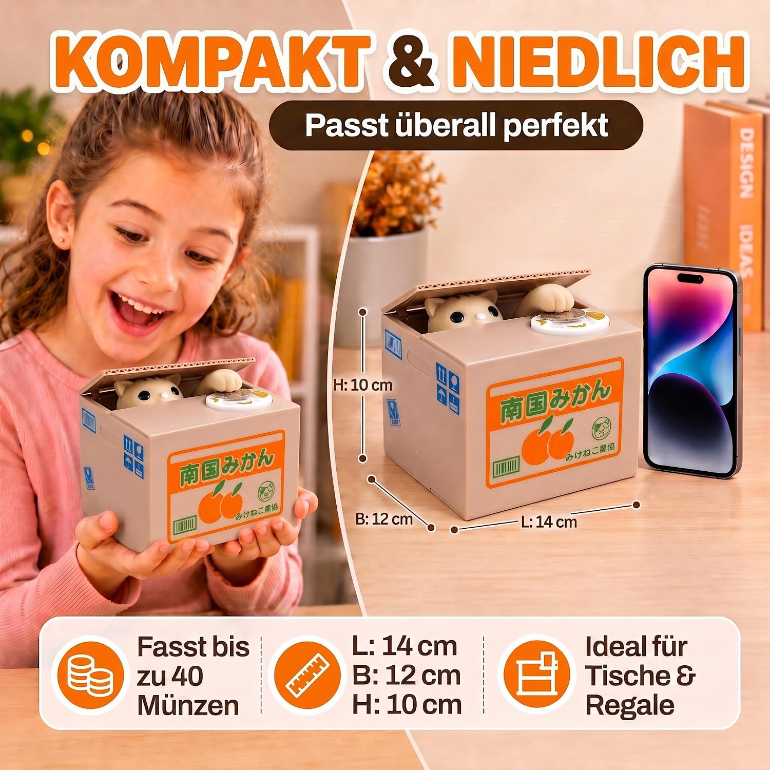 Pfötchen-Spardose: Interaktive Katzen-Sparbüchse für Münzen