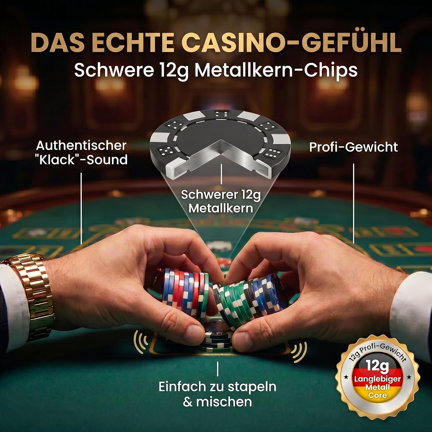 Profi Pokerset mit 500 Chips & Alu-Koffer – Casino-Feeling für Zuhause