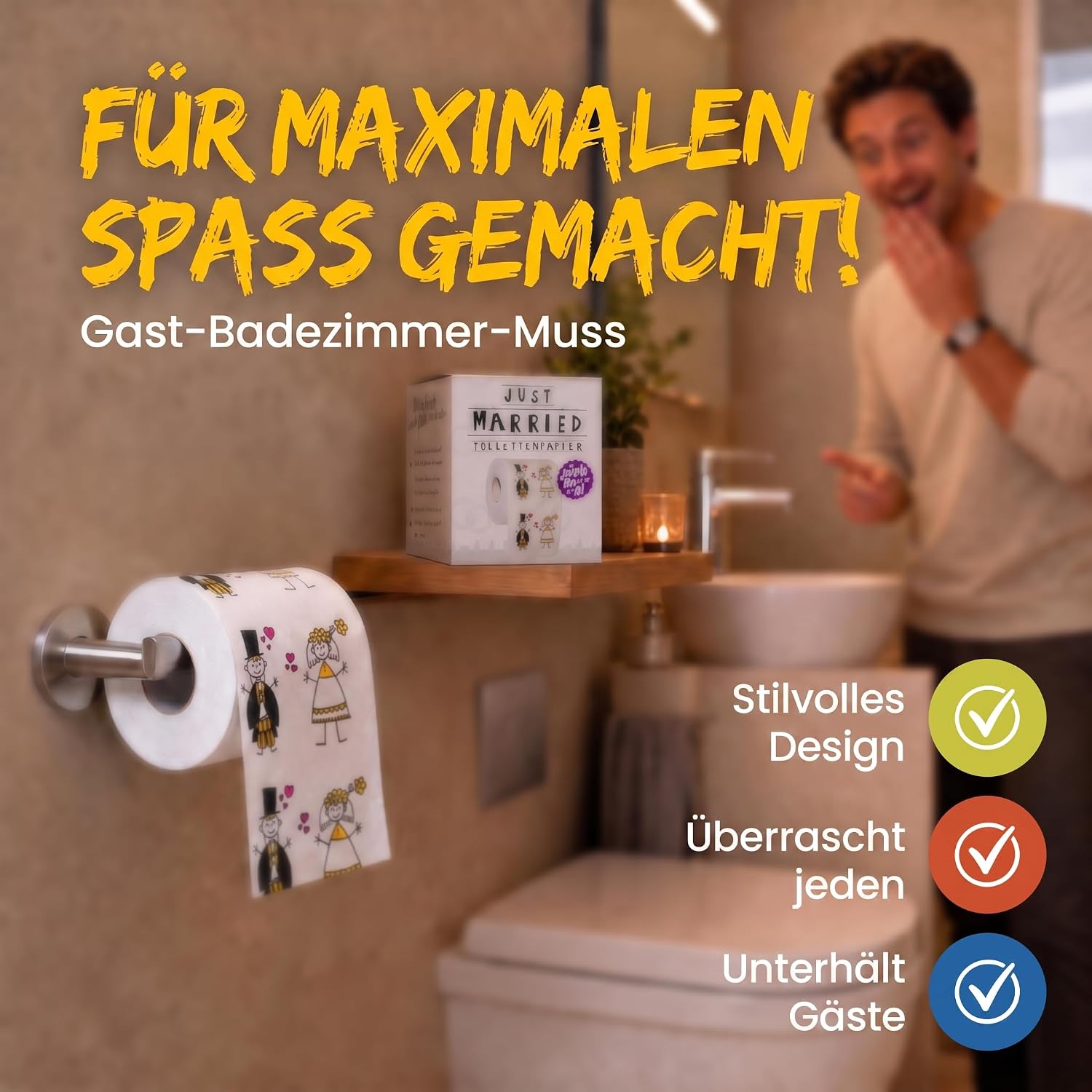 Just Married Toilettenpapier - Lustiges Hochzeitsgeschenk