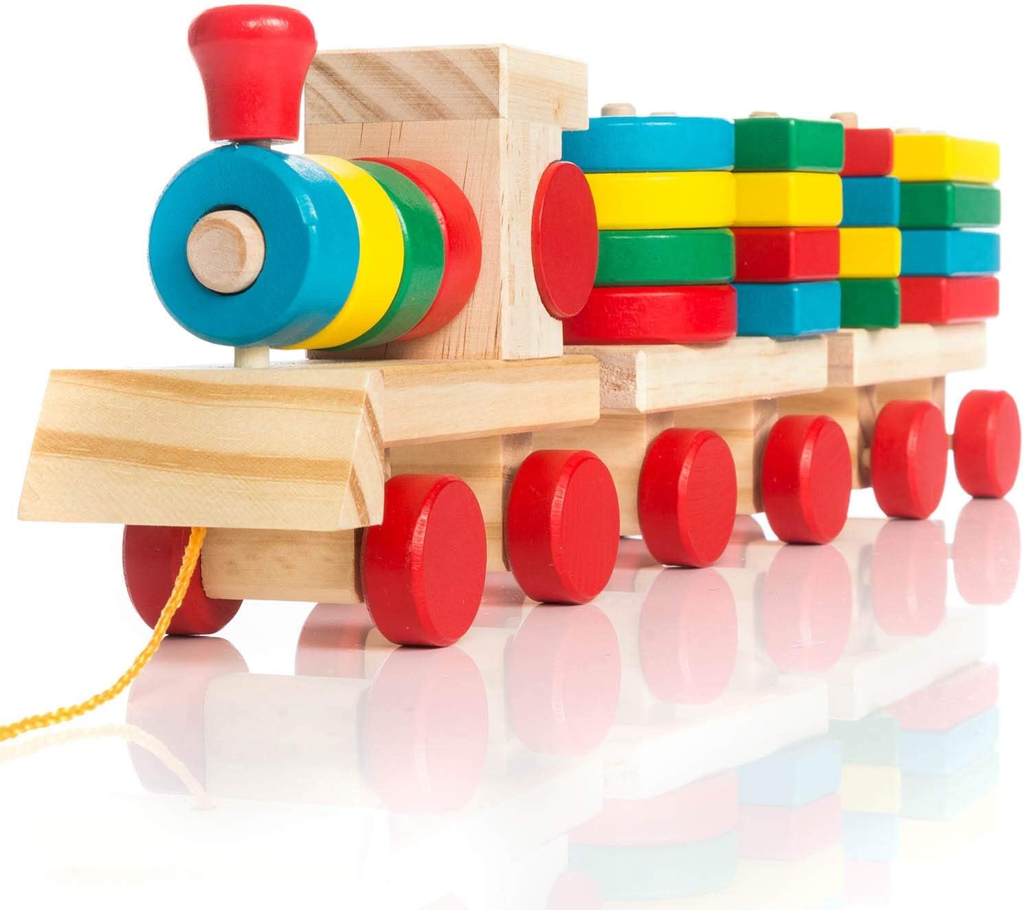 Spielzeug Eisenbahn aus Holz - Zug Holzeisenbahn Spielzeugeisenbahn