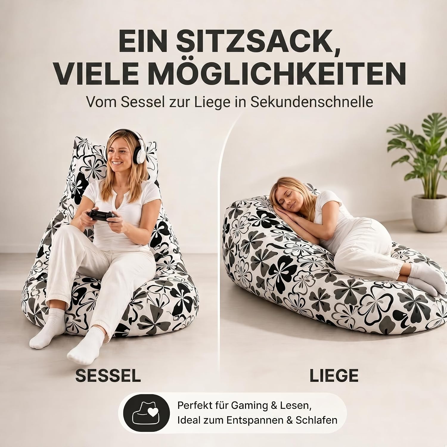 Smoothy Sitzsack Hawaii – XXL Beany Lounge Chair & Sitzkissen