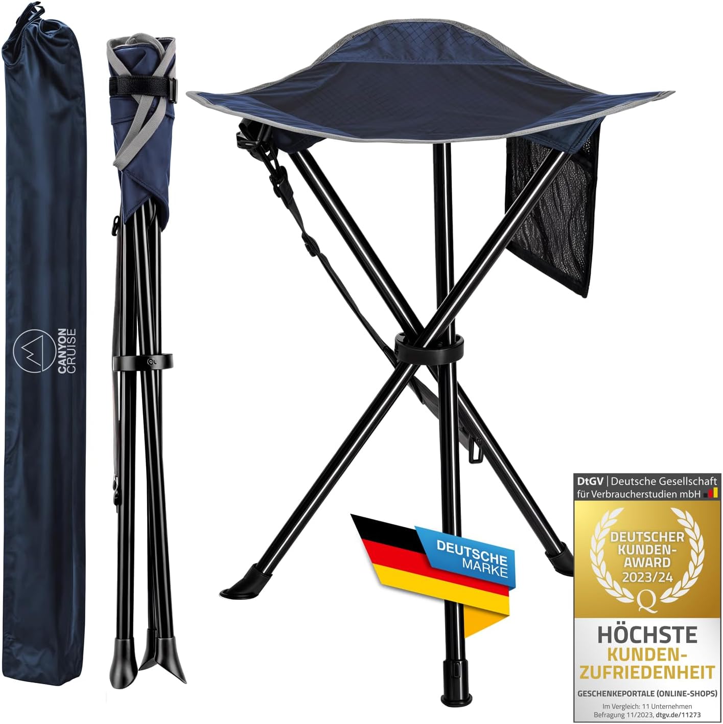 Camping-Hocker – Klappbarer Dreibeinhocker für Festivals & Outdoor