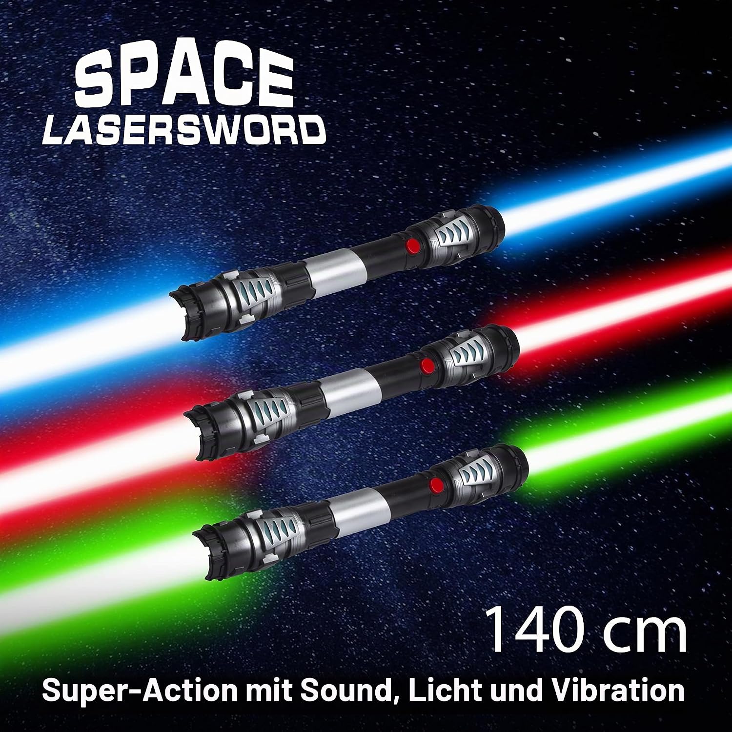 XXL Doppel-Lichtschwert 138cm mit Sound & Licht – Blau