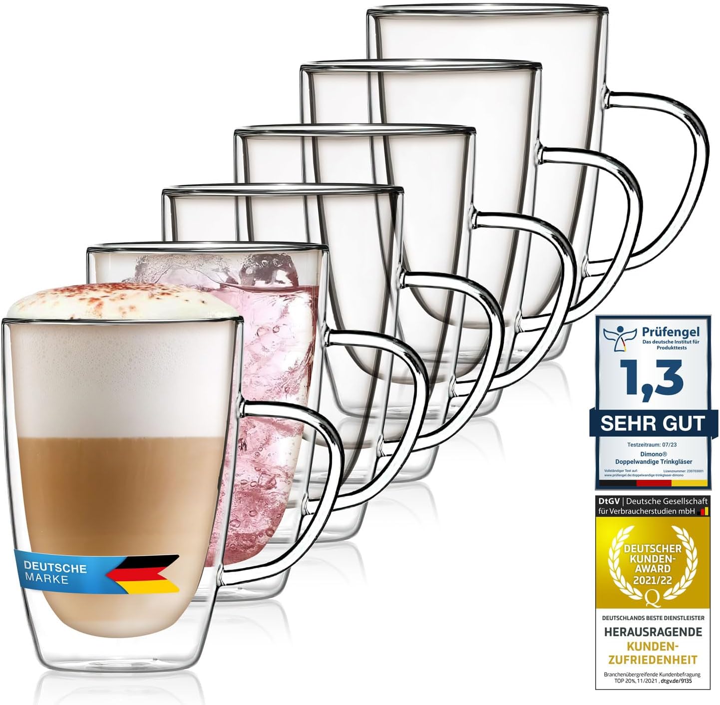 Doppelwandige Thermo-Tasse aus Glas 300ml - Hitzebeständig