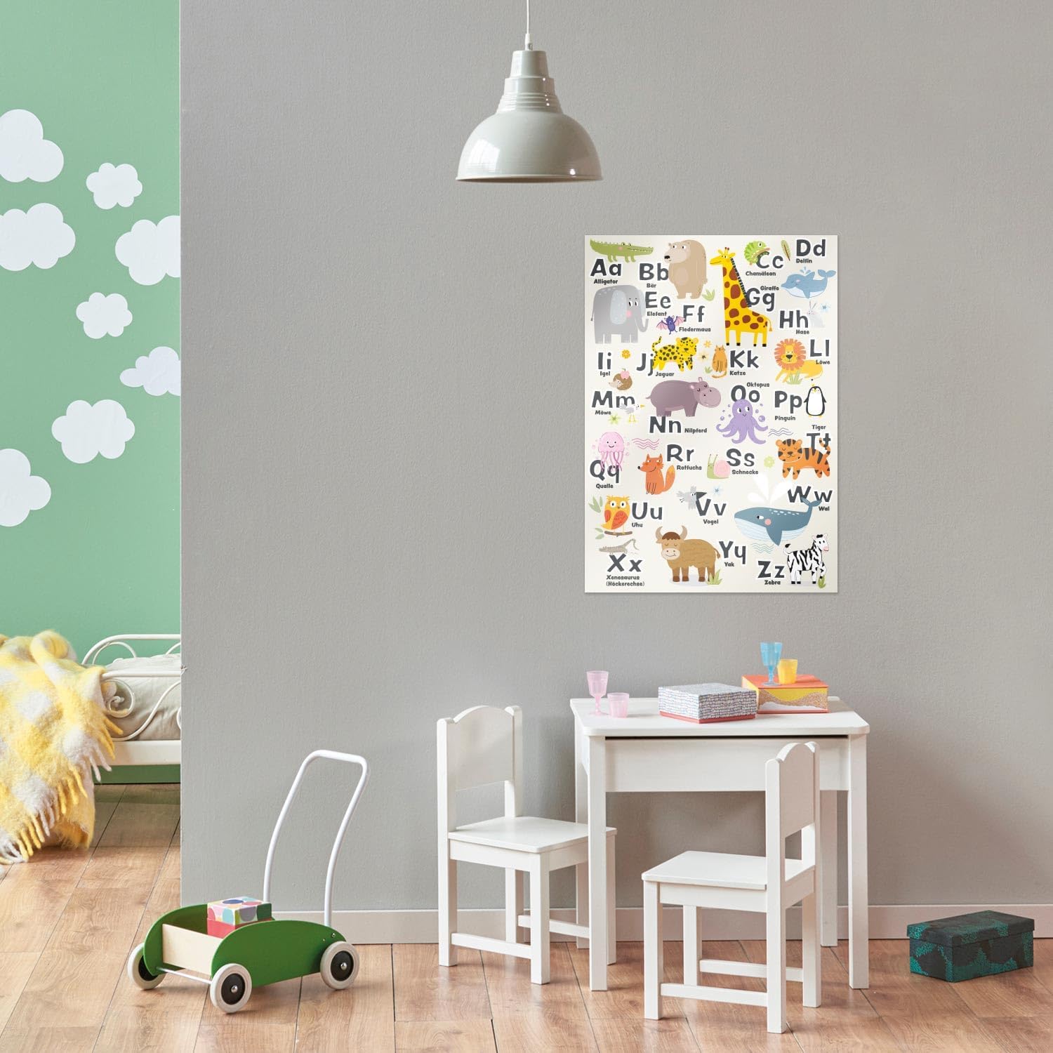 ABC-Kinderposter - Liebevolles Lernposter mit Tieren - 42x60 cm