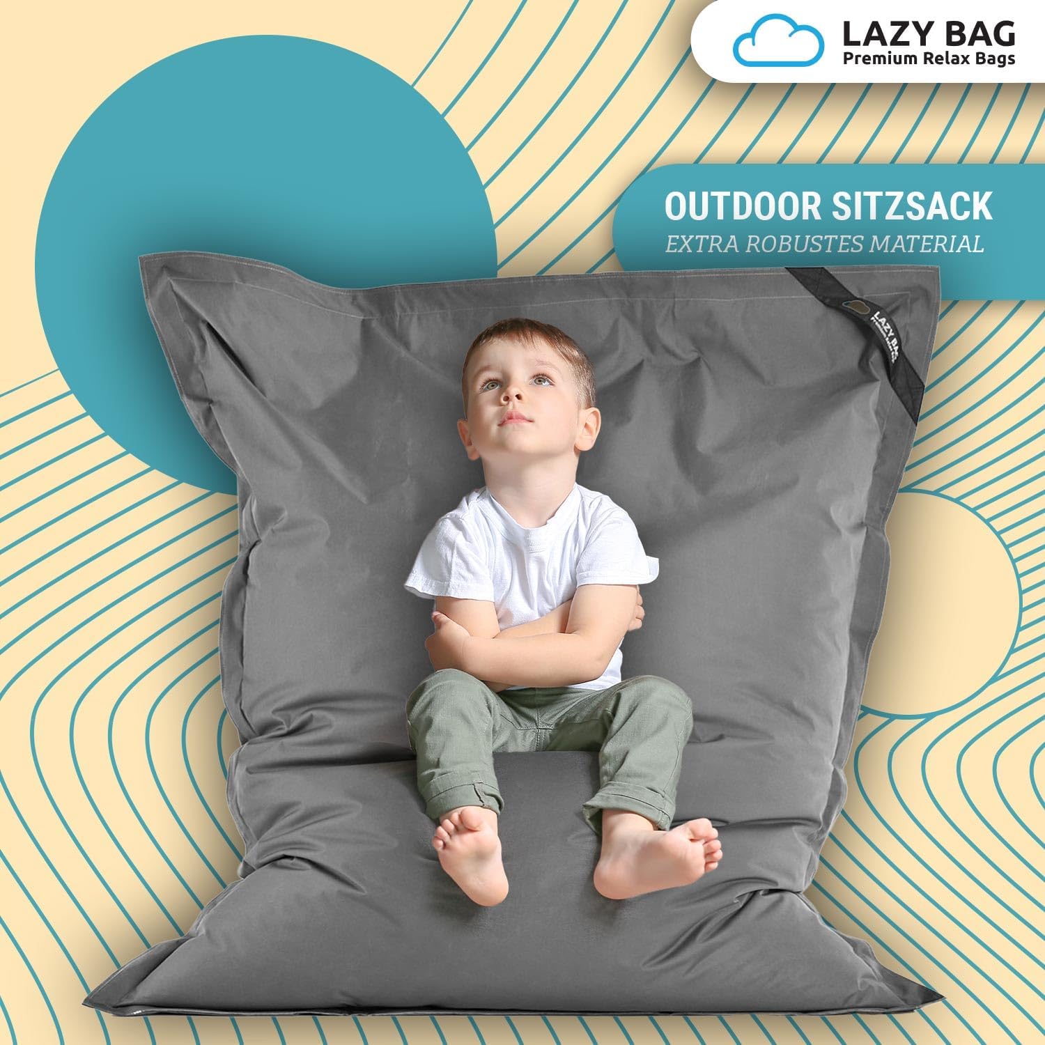LazyBag Outdoor Sitzsack Junior – Wasserfestes Sitzkissen für Kinder