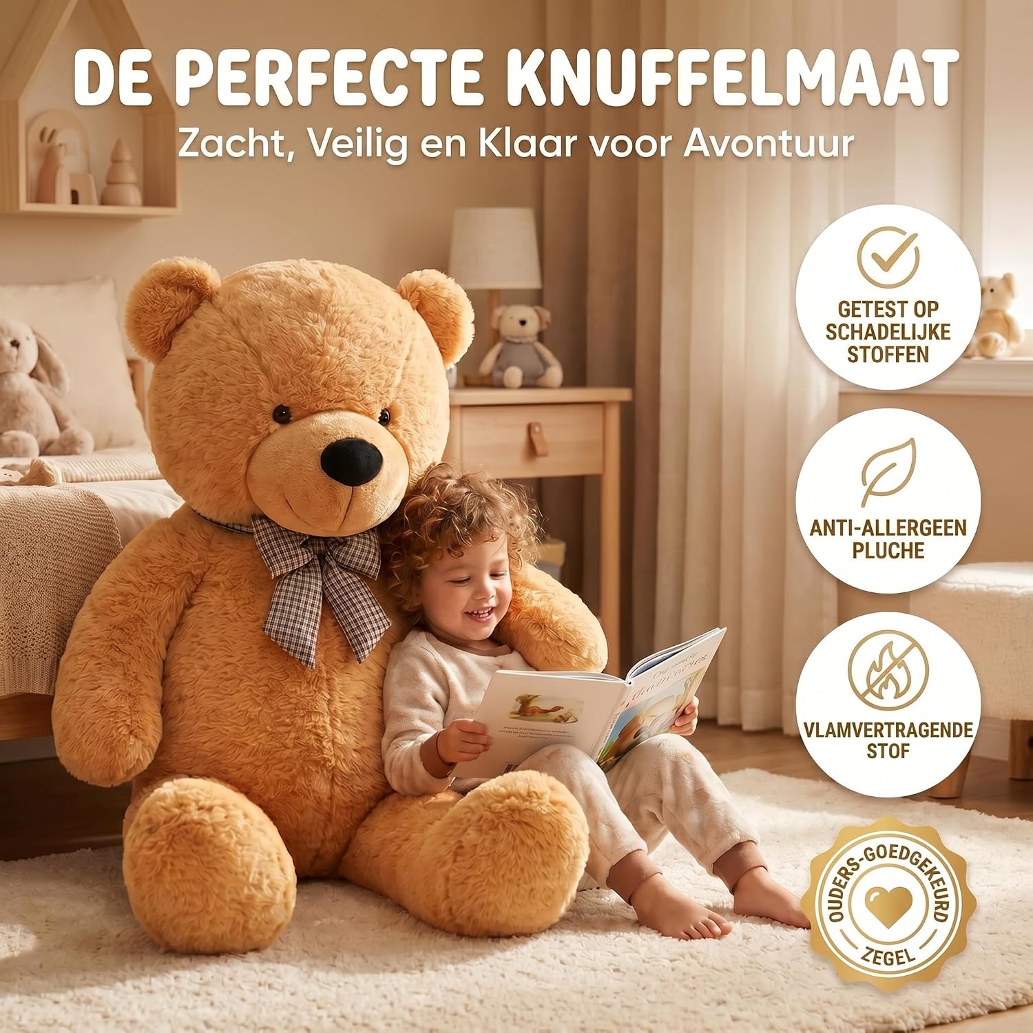 Riesen Teddybär 120 cm XXL – Kuscheliger Plüschbär Hellbraun