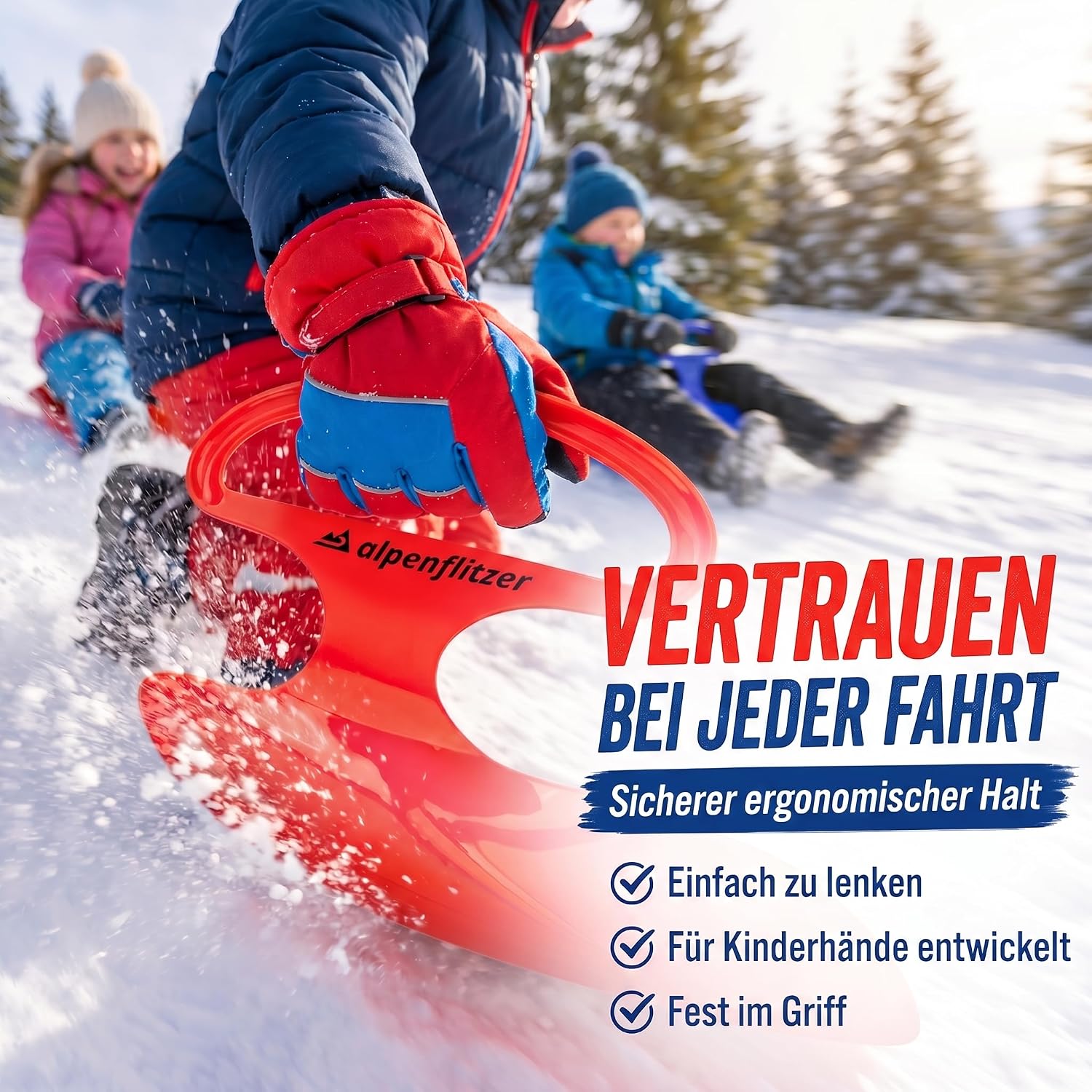 2er Set Popo-Rutscher für Kinder – Robuste Schneerutscher mit Griff