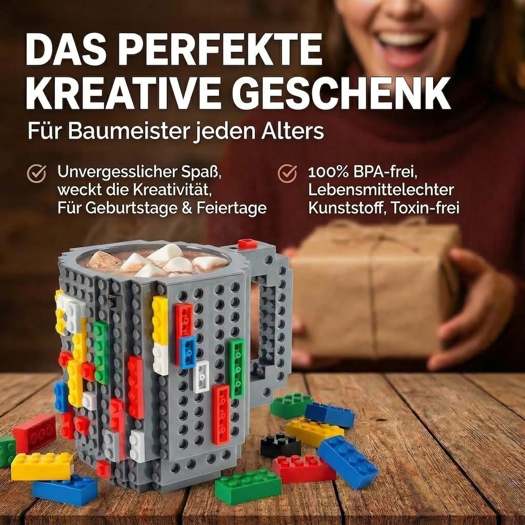 Brick Mug - Bausteine-Kaffeetasse 350ml - Kompatibler DIY Becher