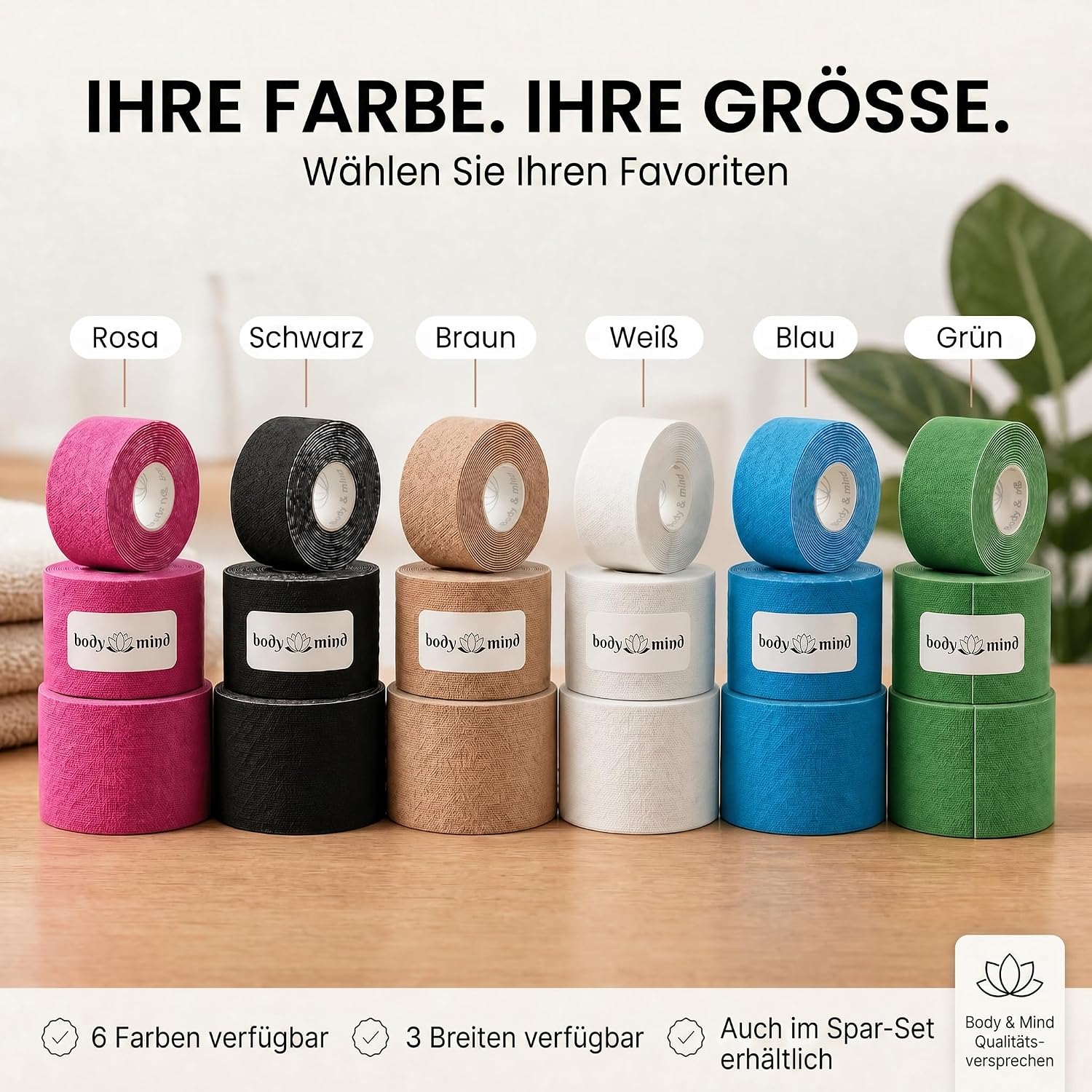 Kinesiologie Tape 10cm x 5m – Extra breites Sporttape Physio