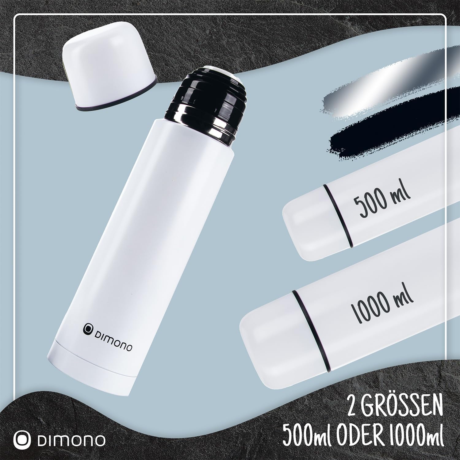 Edelstahl Thermoskanne 1L - Auslaufsichere Isolierflasche 12h heiß