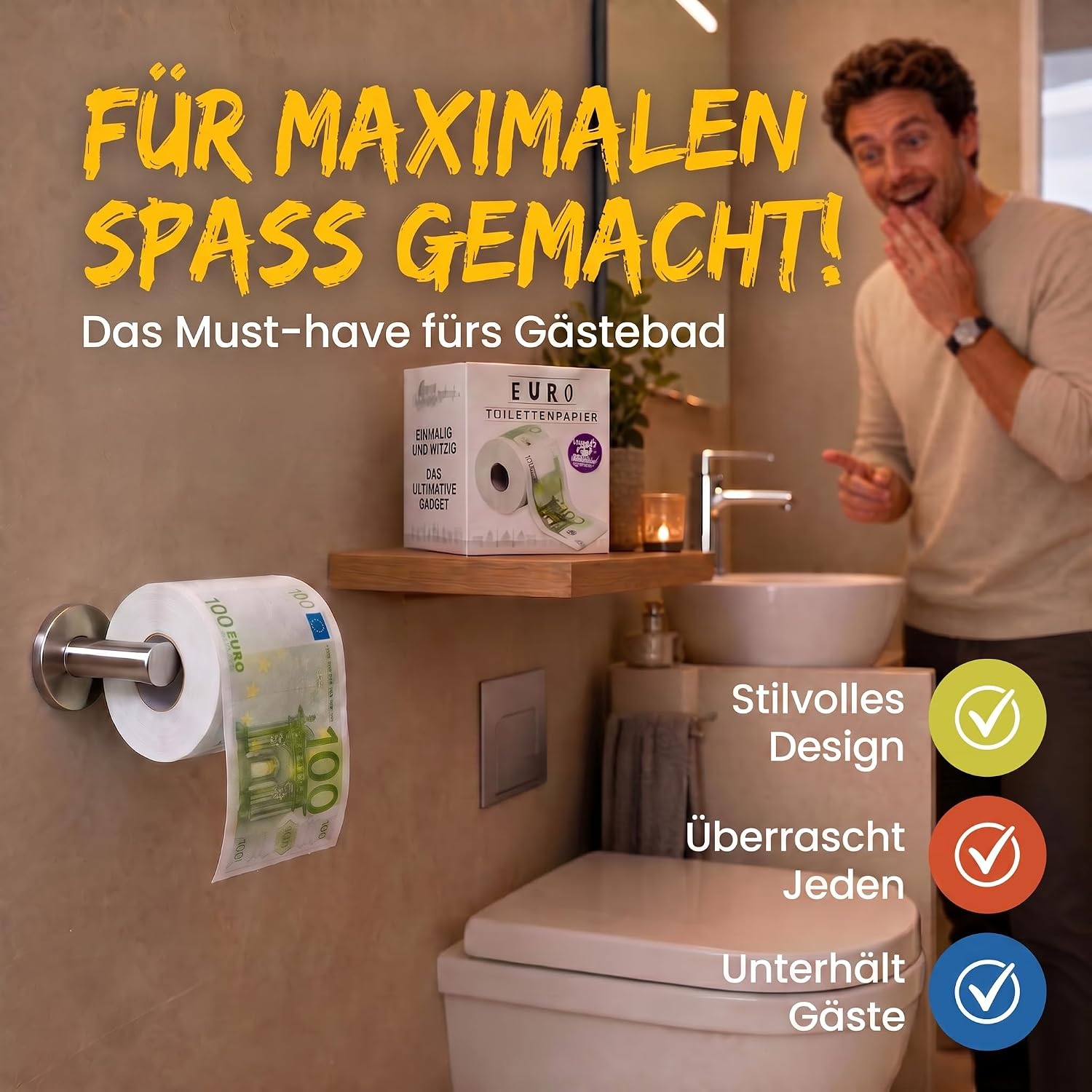 100€-Schein Toilettenpapier - Lustiges Geschenk & Scherzartikel