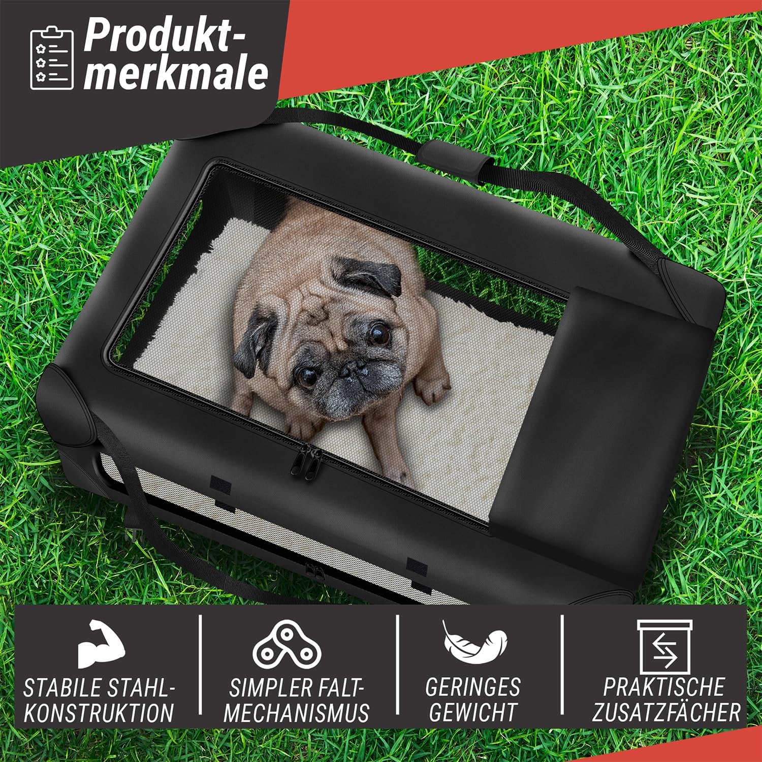 Faltbare Hundetransportbox Gr. L - Stabile Hundebox fürs Auto