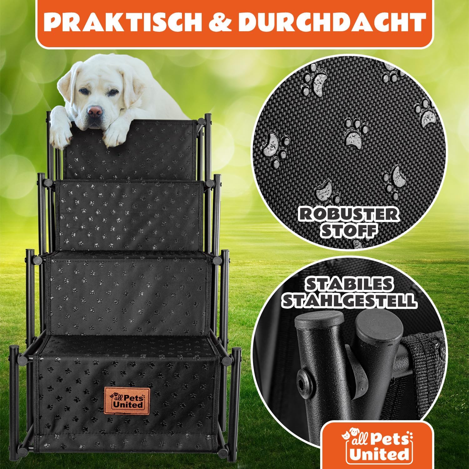 Faltbare Teleskop-Hundetreppe bis 70kg – Stabile Einstiegshilfe