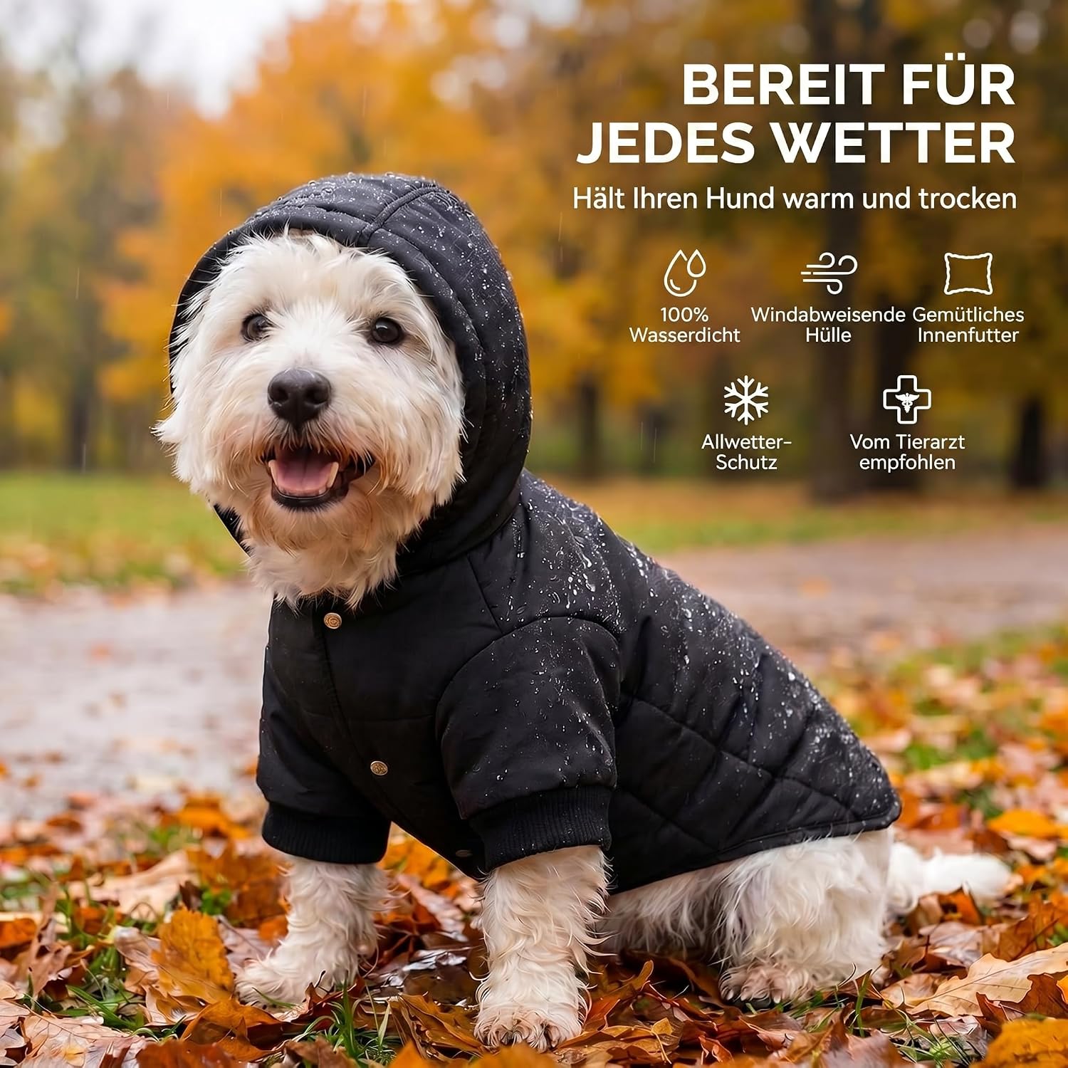 Warmer Hundemantel mit Kapuze – Hundejacke für kleine Hunde