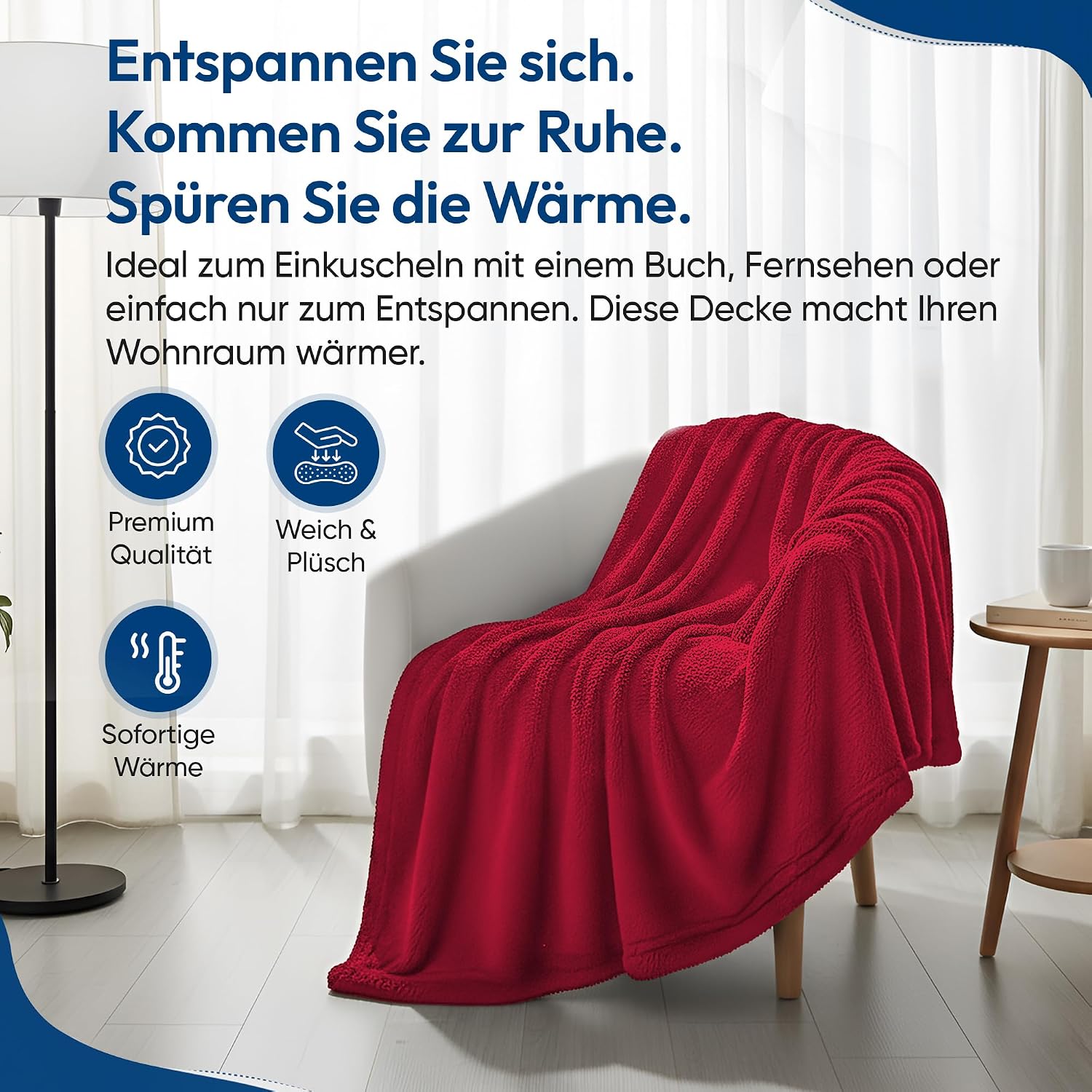 Feluna XXL Kuscheldecke 220x200 cm – Kuschelweiche Wohndecke Grau