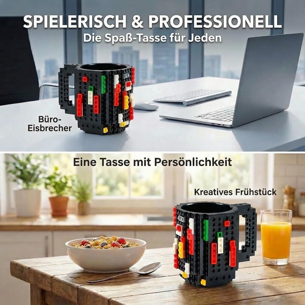 Brick Mug - Bausteine-Kaffeetasse 350ml - Kompatibler DIY Becher