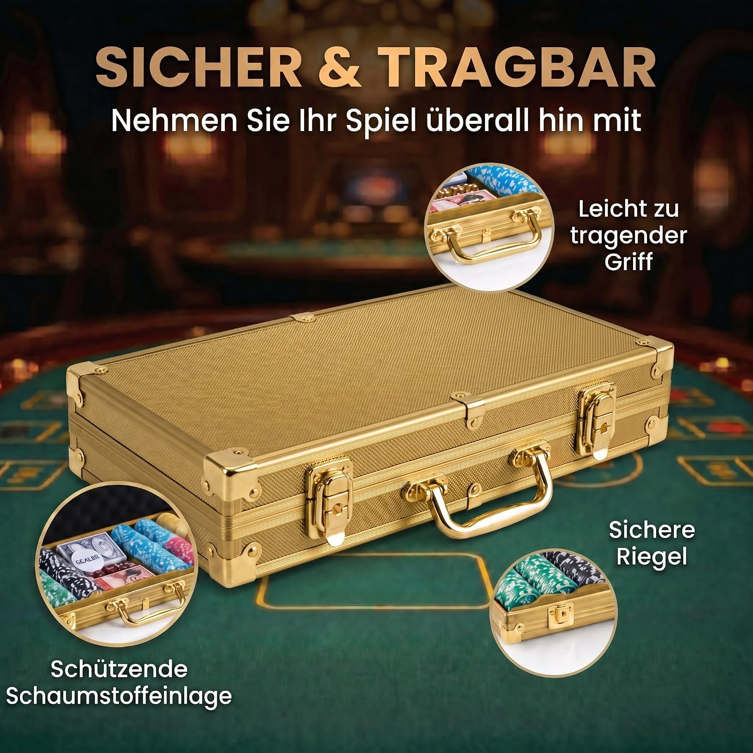 Profi Pokerset mit 500 Chips & Alu-Koffer – Casino-Feeling für Zuhause