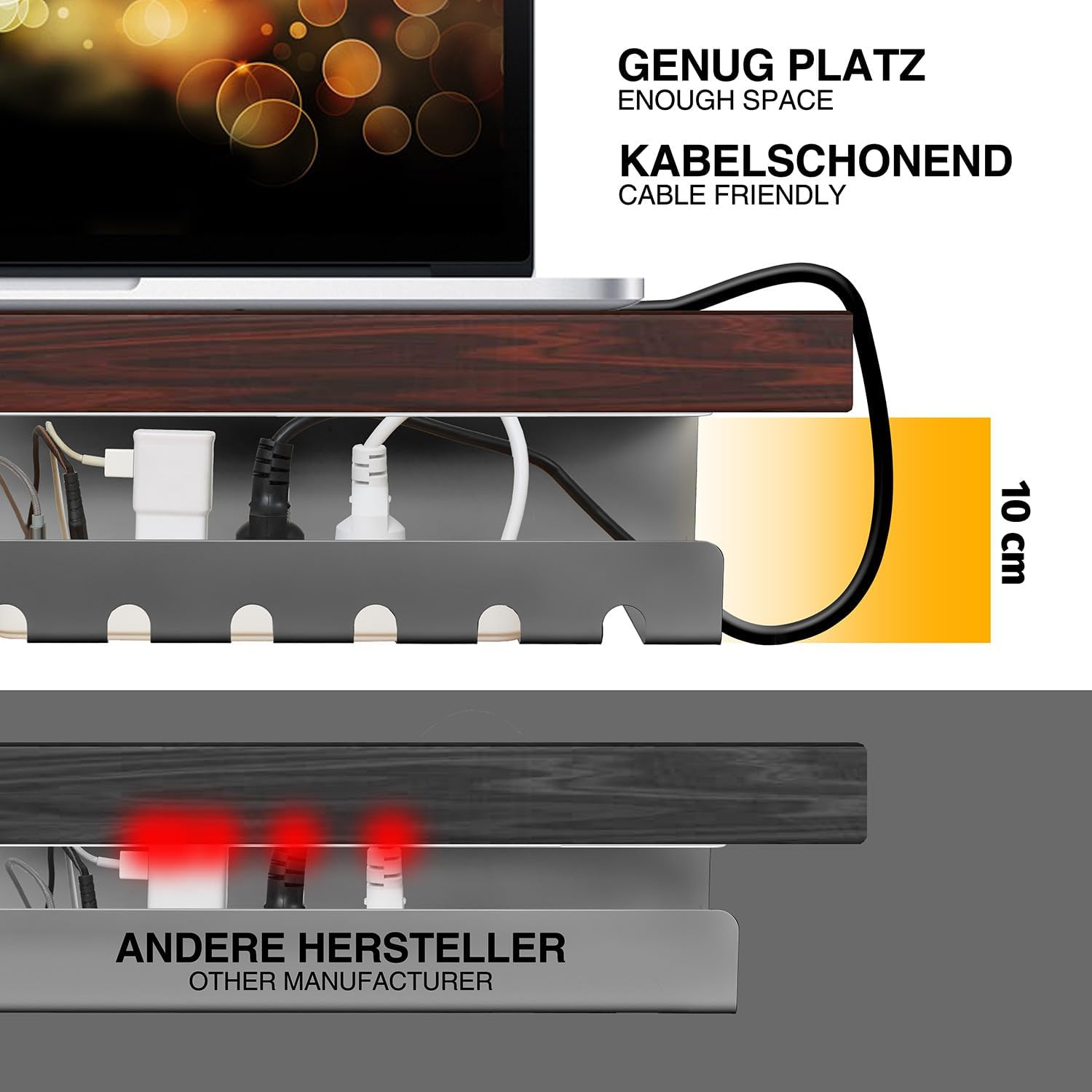 Kabelkanal Schreibtisch 2er Set - Kabelmanagement Ordnungssystem