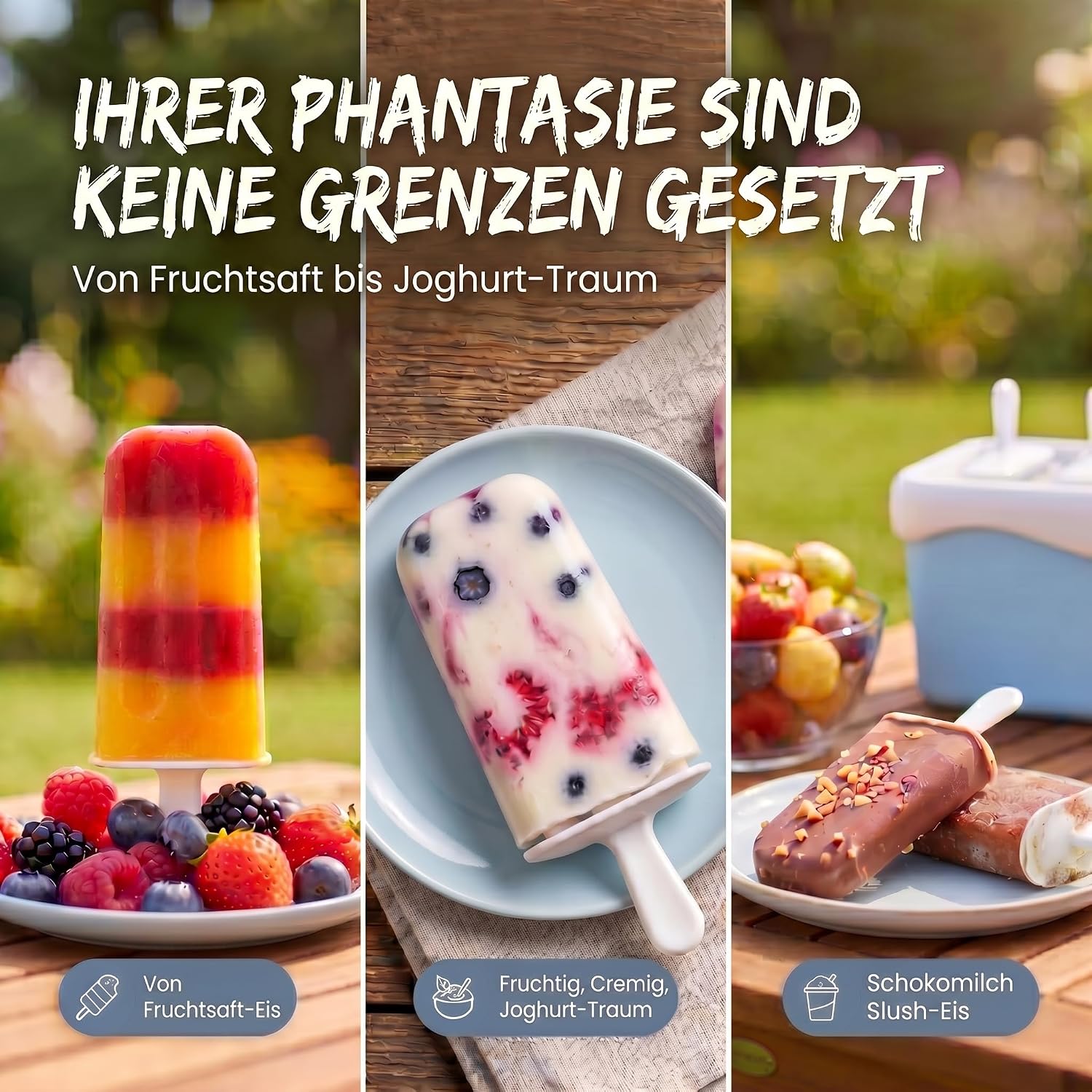Eismaschine Eis am Stiel - Schneller Eis-Bereiter (15 Min.)