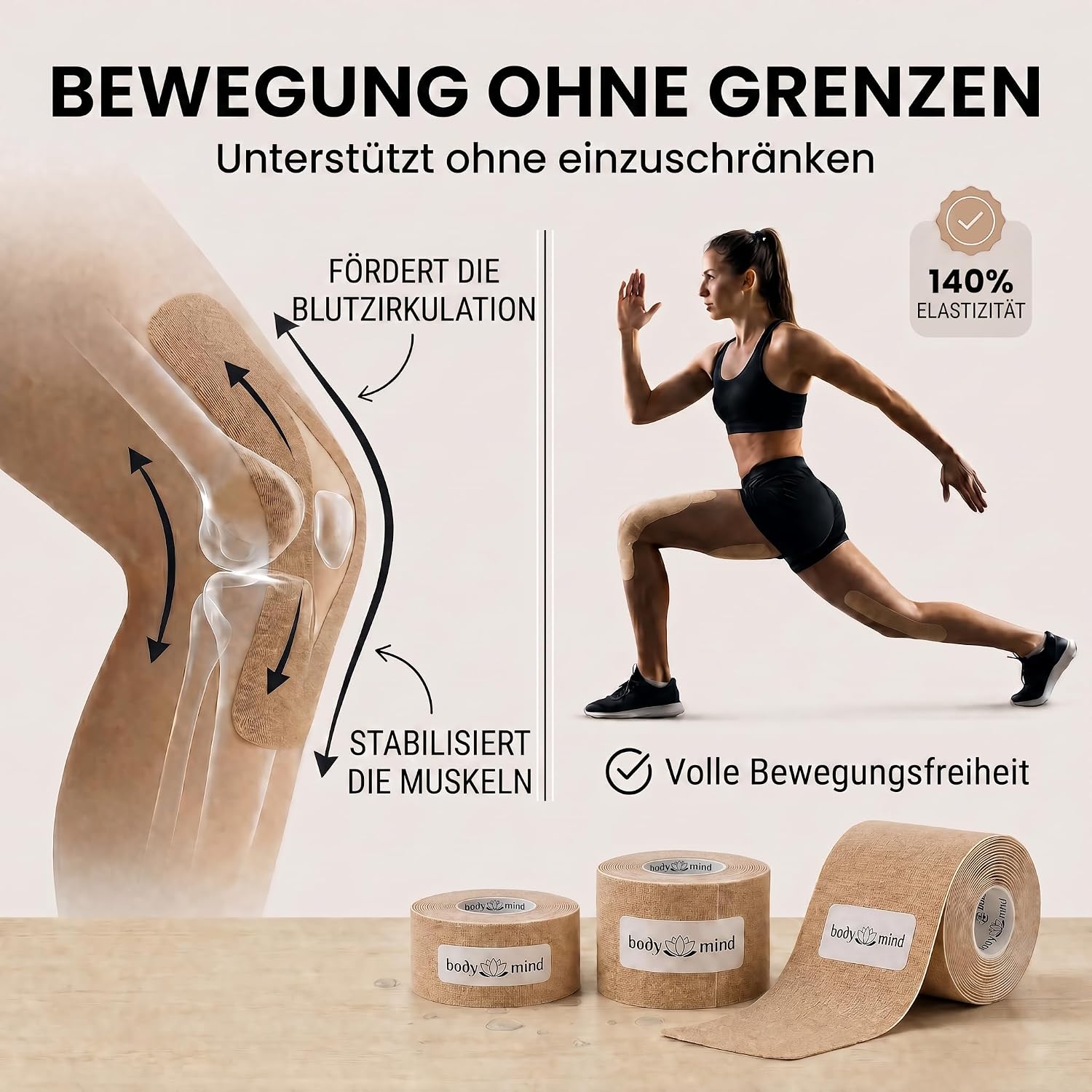 Kinesiologie-Tape 5cm x 5m – Elastisches Physio-Sporttape