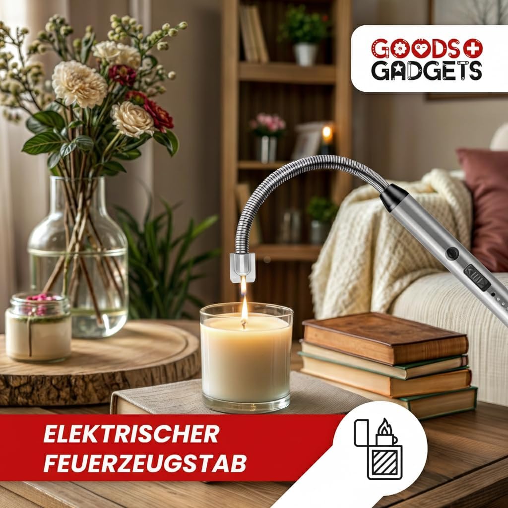 Elektrisches Stabfeuerzeug 360° USB-aufladbar Windfestes Lichtbogen