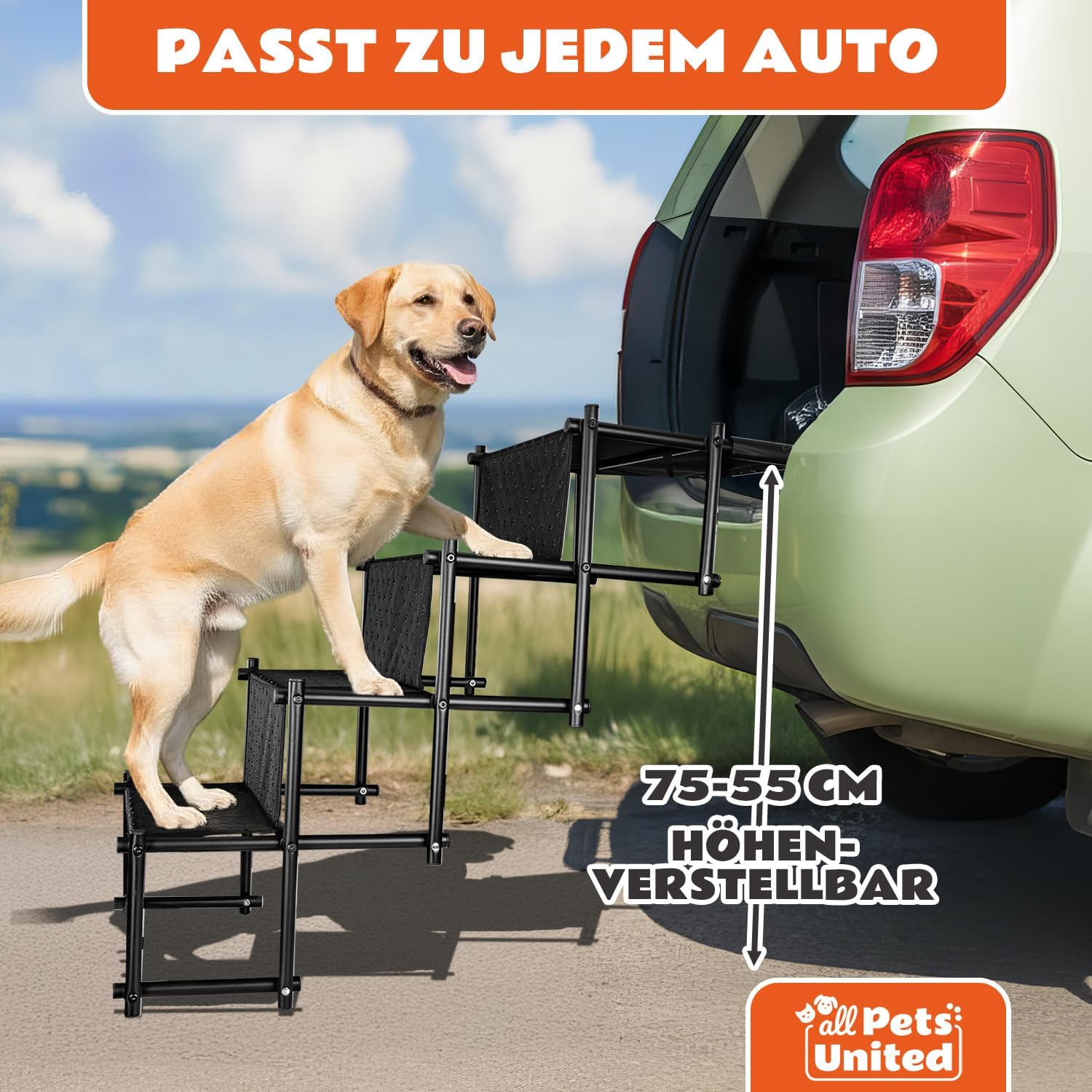 Faltbare Teleskop-Hundetreppe bis 70kg – Stabile Einstiegshilfe