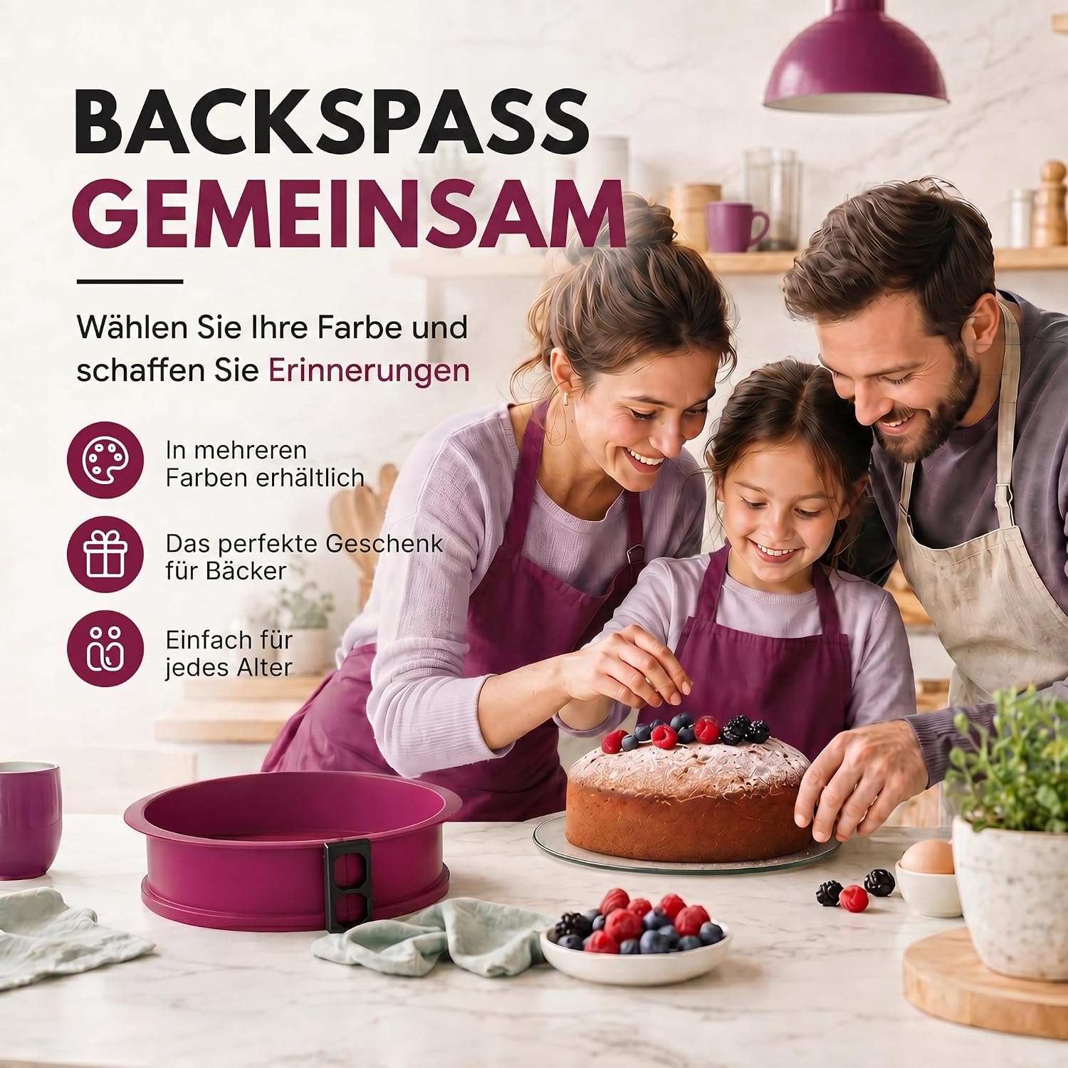 Silikon-Springform 23cm mit Glasboden – Auslaufsicher & Antihaft
