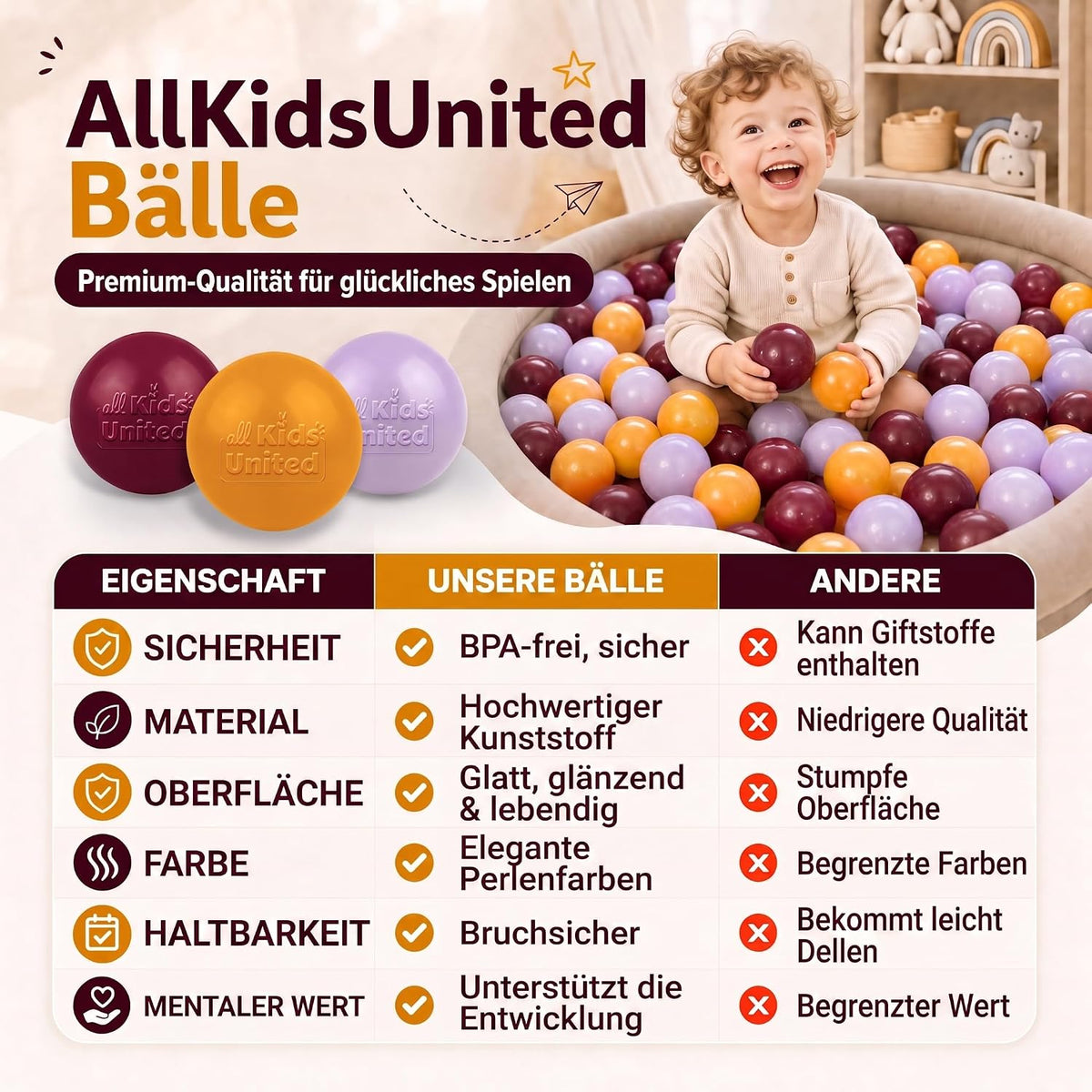 Bällebad-Bälle Rot/Orange/Violett #Farbe_Rot/Orange/Violett