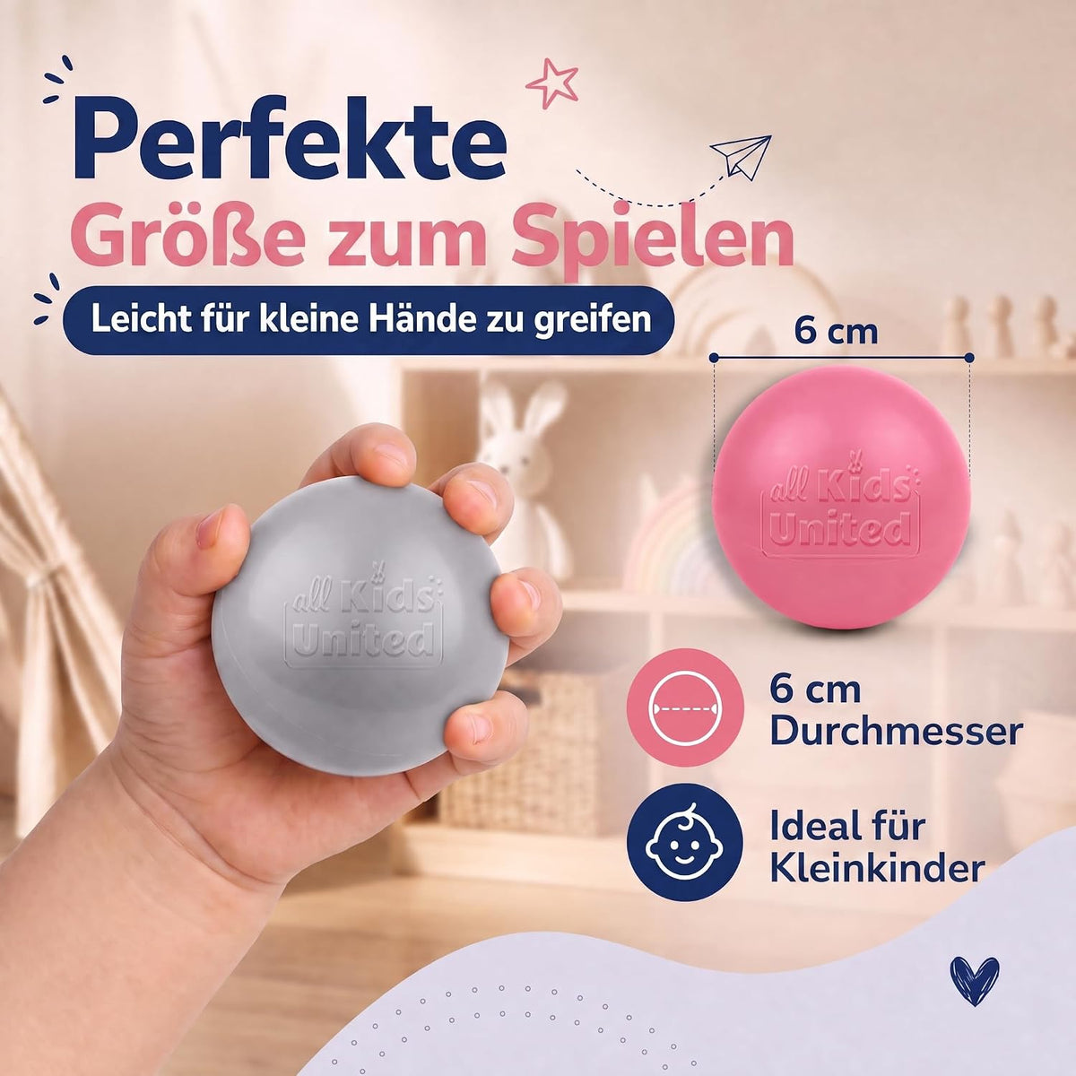Bällebad-Bälle Rosa/Grau/Weiß #Farbe_Rosa/Grau/Weiß