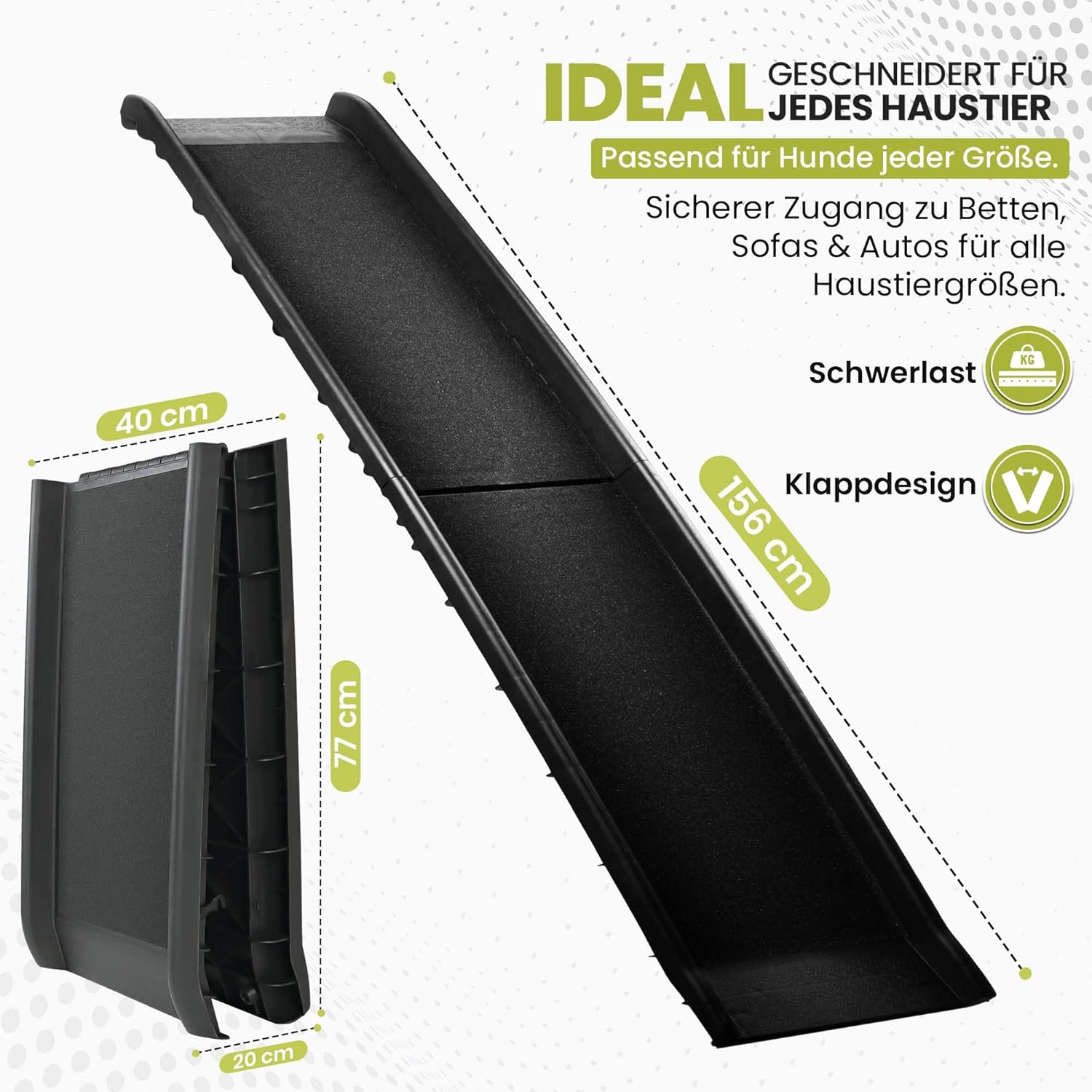 Hunderampe klappbar – Faltbare Auto-Einstiegshilfe für Hunde (90kg)