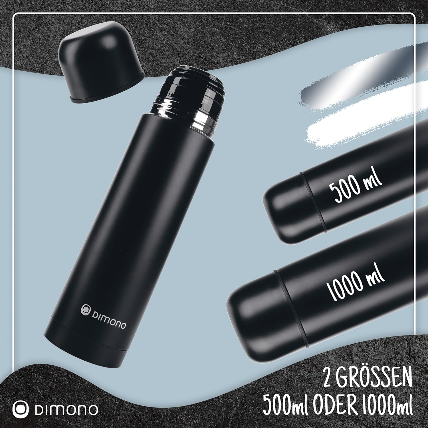 Edelstahl Thermoskanne 1L - Auslaufsichere Isolierflasche 12h heiß