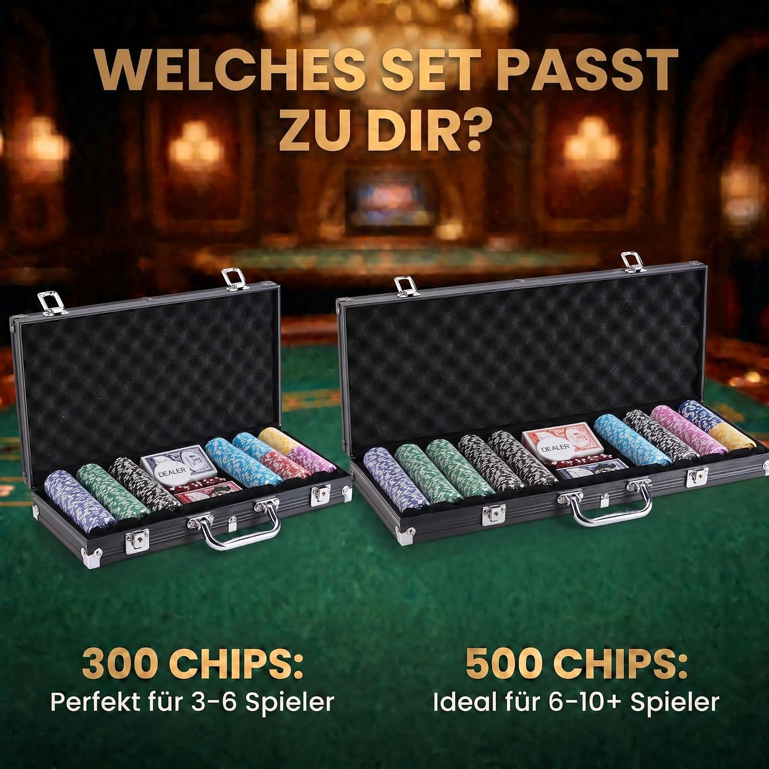 Profi Pokerset mit 500 Chips & Alu-Koffer – Casino-Feeling für Zuhause