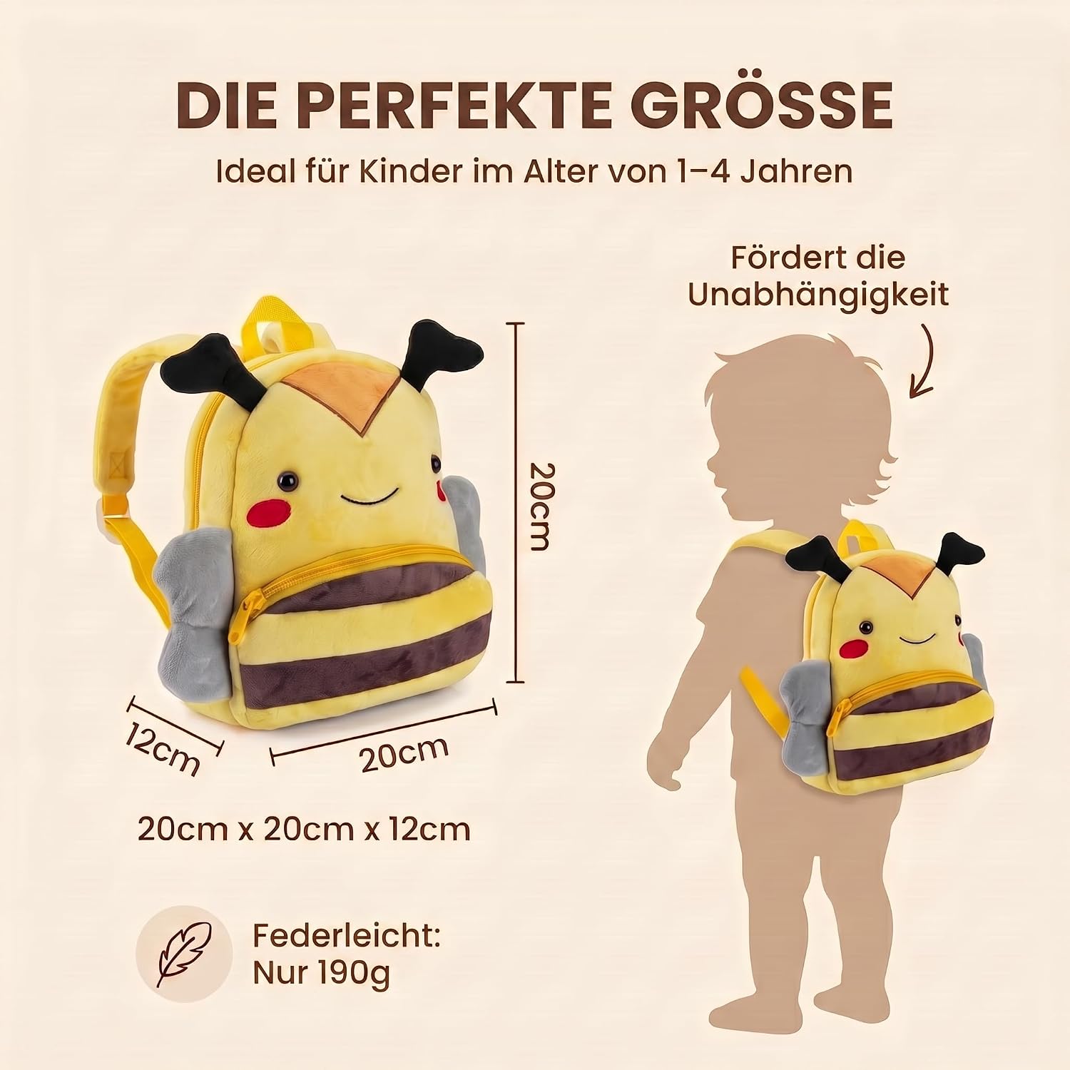 Tier-Kinderrucksack mit Sicherheitsleine für Kleinkinder