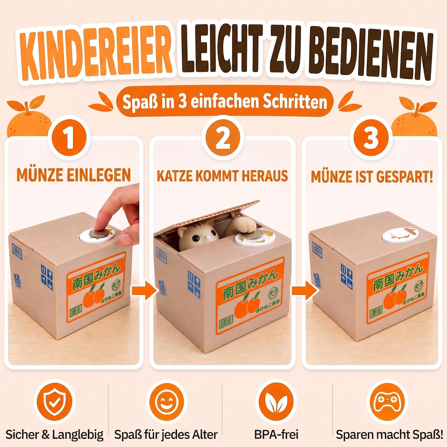 Pfötchen-Spardose: Interaktive Katzen-Sparbüchse für Münzen