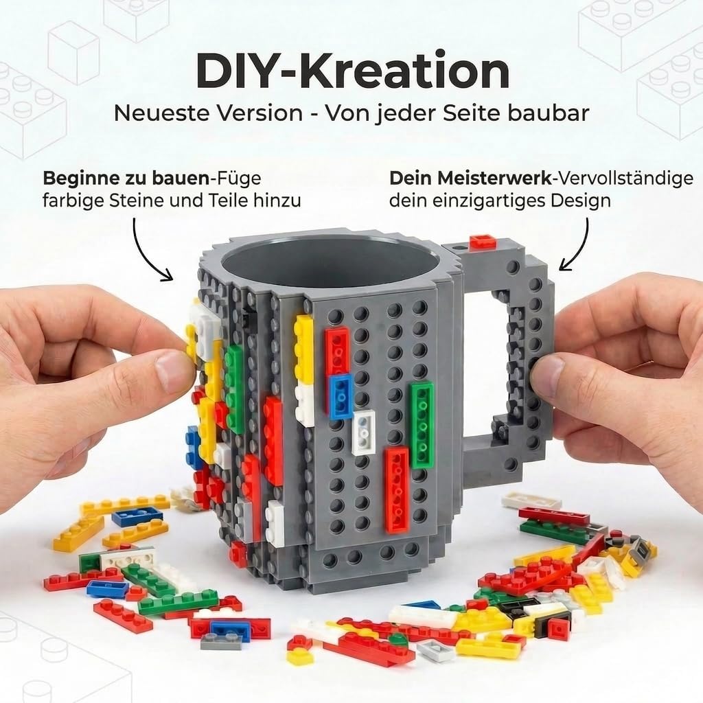 Brick Mug - Bausteine-Kaffeetasse 350ml - Kompatibler DIY Becher
