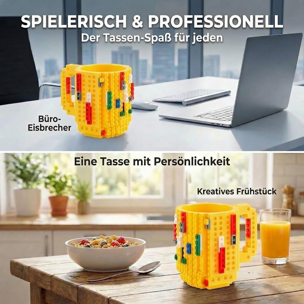 Brick Mug - Bausteine-Kaffeetasse 350ml - Kompatibler DIY Becher