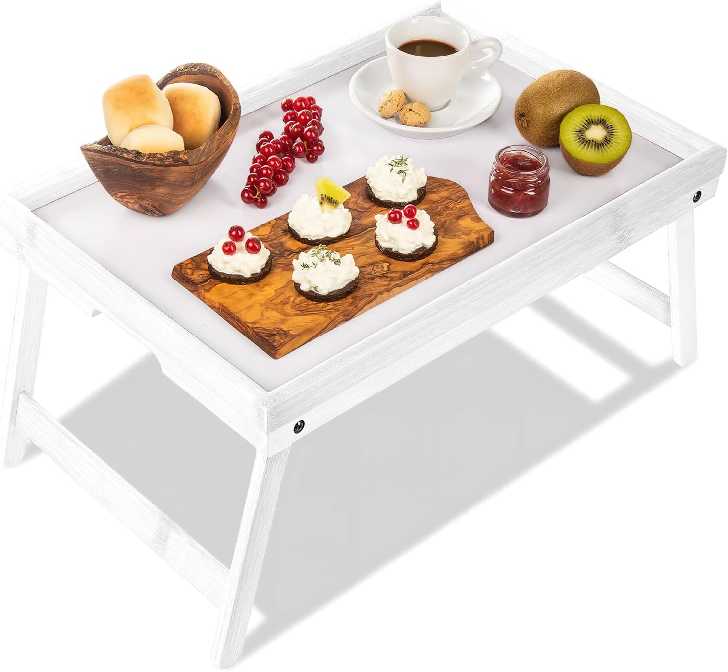 Klappbares Serviertablett aus Bambus für Frühstück im Bett