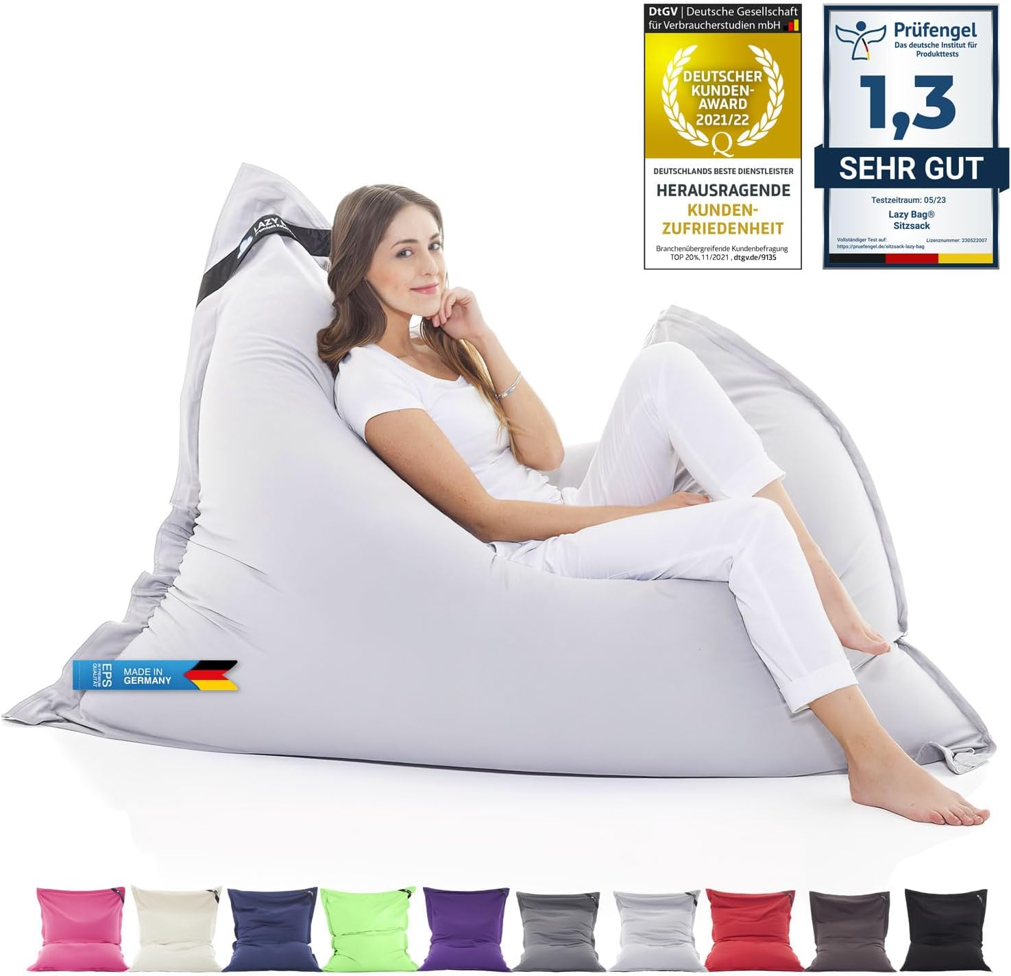 LazyBag XXL Sitzsack 180x140 cm aus Baumwolle – 400L Komfort
