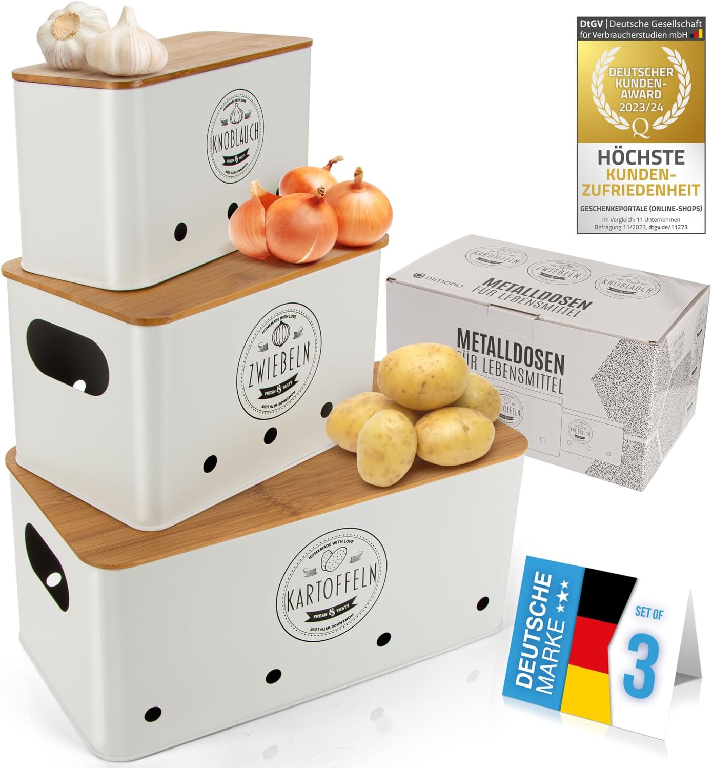 Vorratsdosen 3er Set – Robuste Metall-Aufbewahrungsboxen für Gemüse