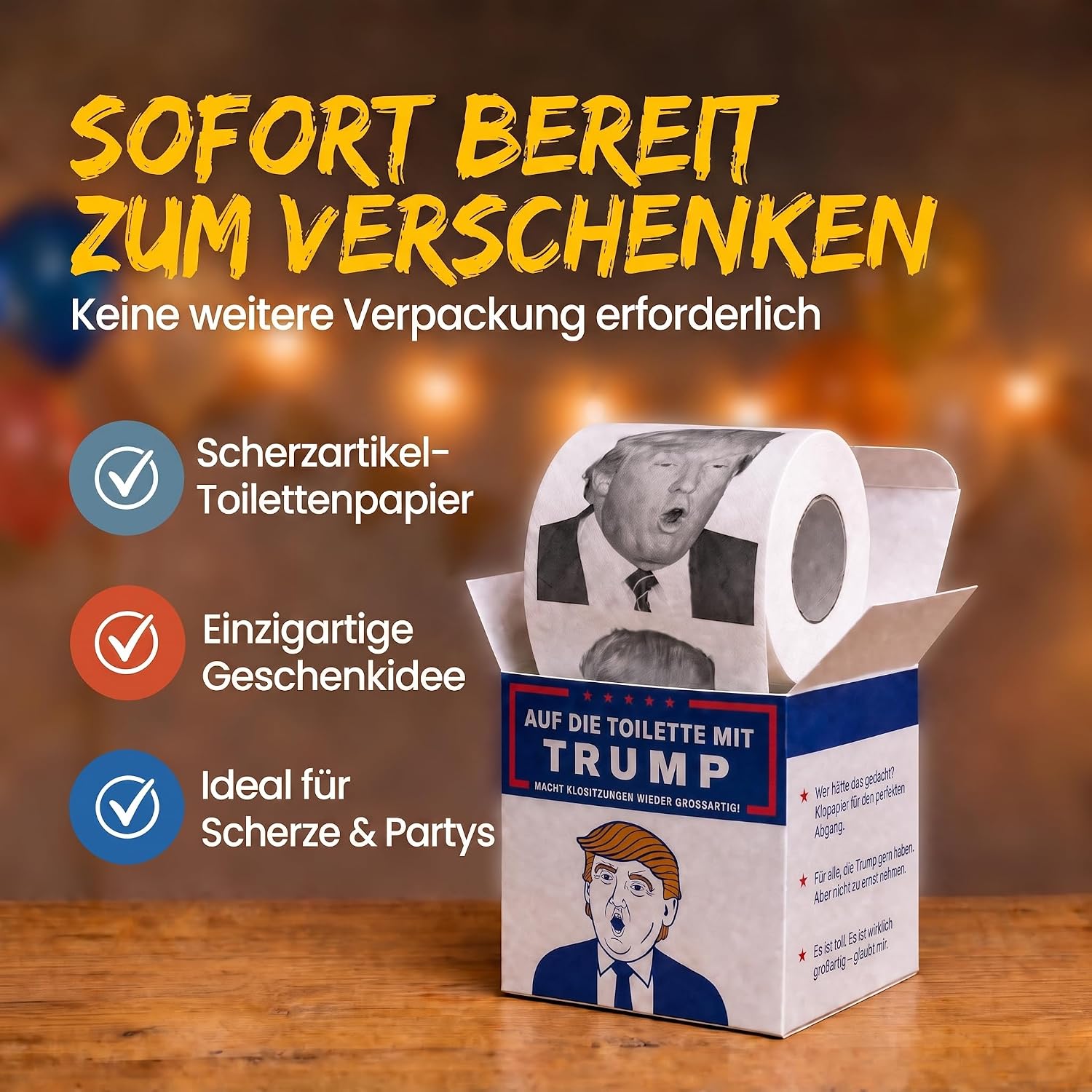 Trump Toilettenpapier - Witziges Klopapier als Party-Geschenk