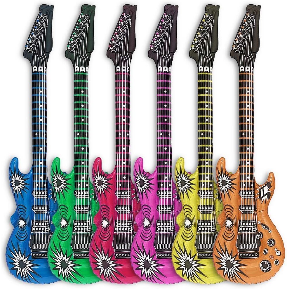 6x Luftgitarre Set - Aufblasbare Air Guitar für Partys & Events
