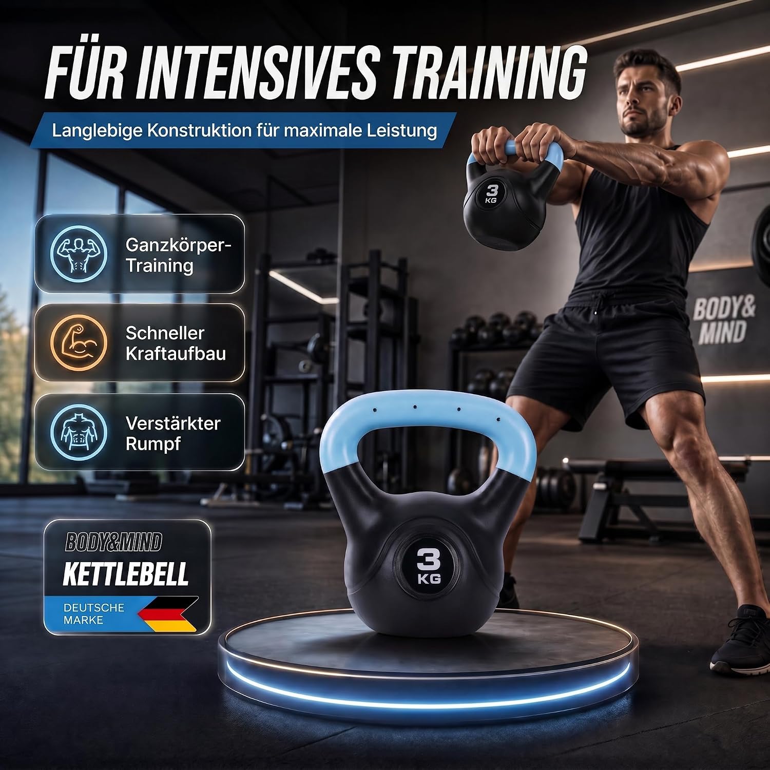 Kettlebell Kugelhantel Deluxe 2-20 kg – Bodenschonendes Krafttraining
