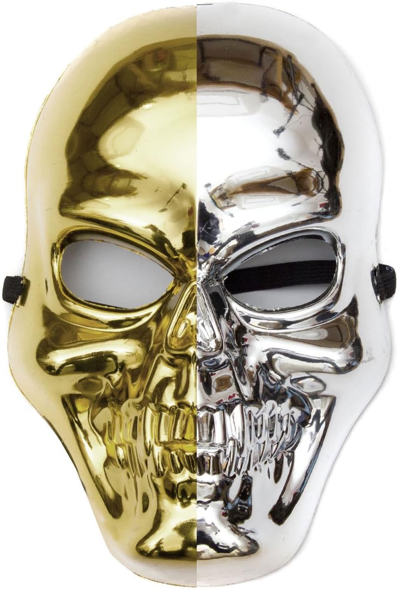 Skelett-Maske für Halloween & Karneval – Totenkopf in Gold/Silber