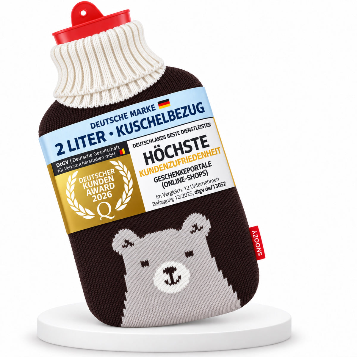 SNOOZY Wärmflasche Bär mit Kuschelbezug, 2 Liter