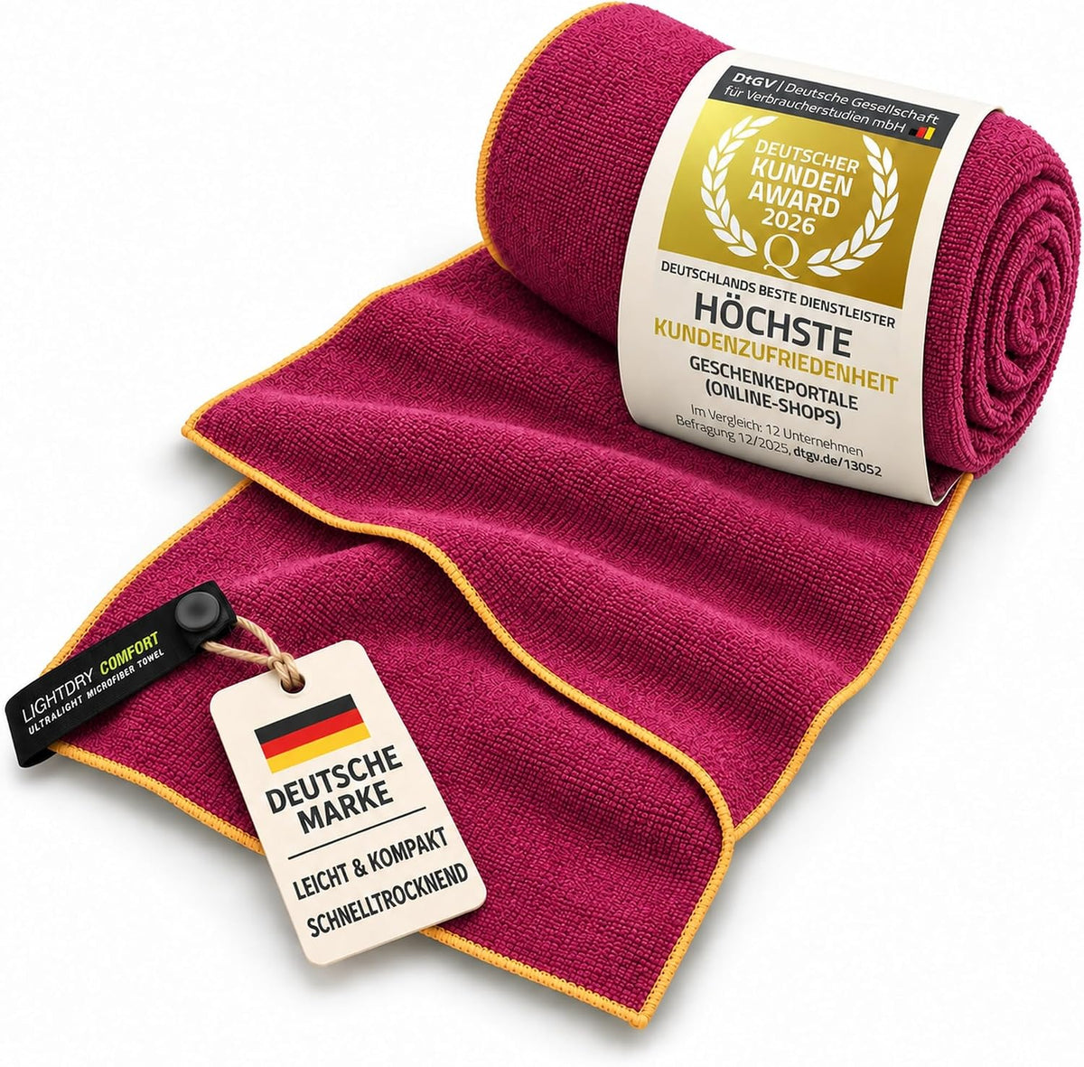 Reisehandtuch Rot M 80x40 ohne Prüfengel