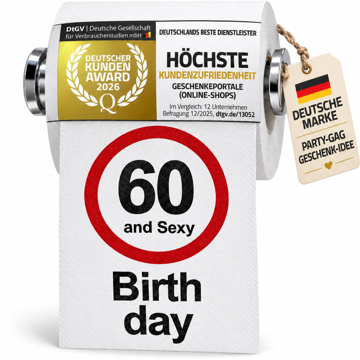 Klopapier zum 60. Geburtstag – Lustiges Party-Geschenk & Deko | B01DCH5CWS